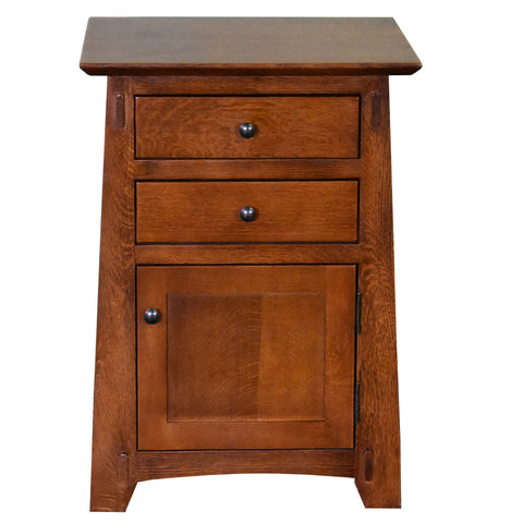 Mission Style Tapered Leg 2 Drawer Nightstand