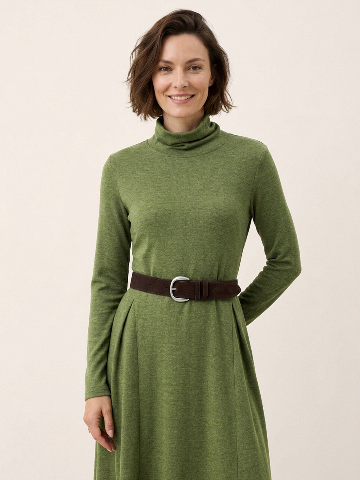 Suede Leather Crescent Buckle Waist Belt