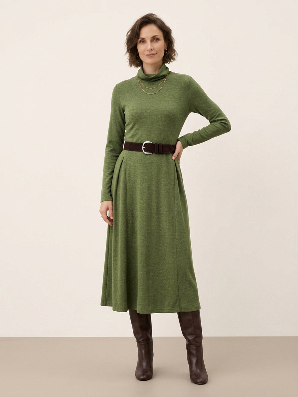 Suede Leather Crescent Buckle Waist Belt