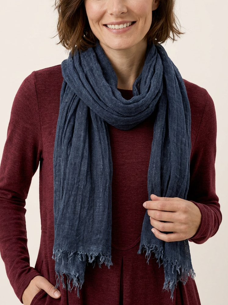Airy Wool Fringed Scarf