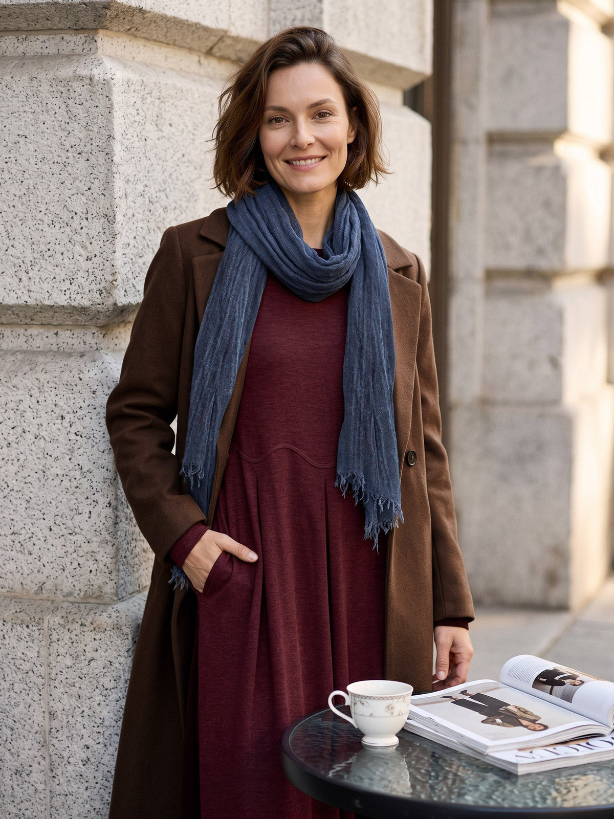 Airy Wool Fringed Scarf