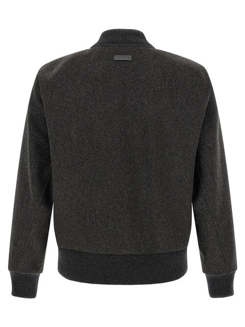Lardini Mélange Grey Wool Bomber Jacket