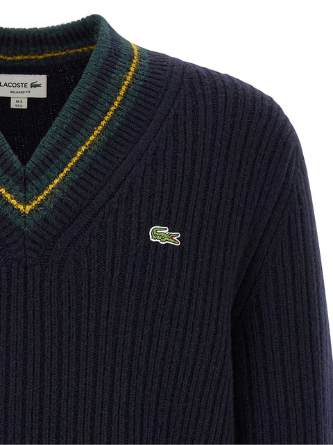Lacoste Blue V-neck Sweater