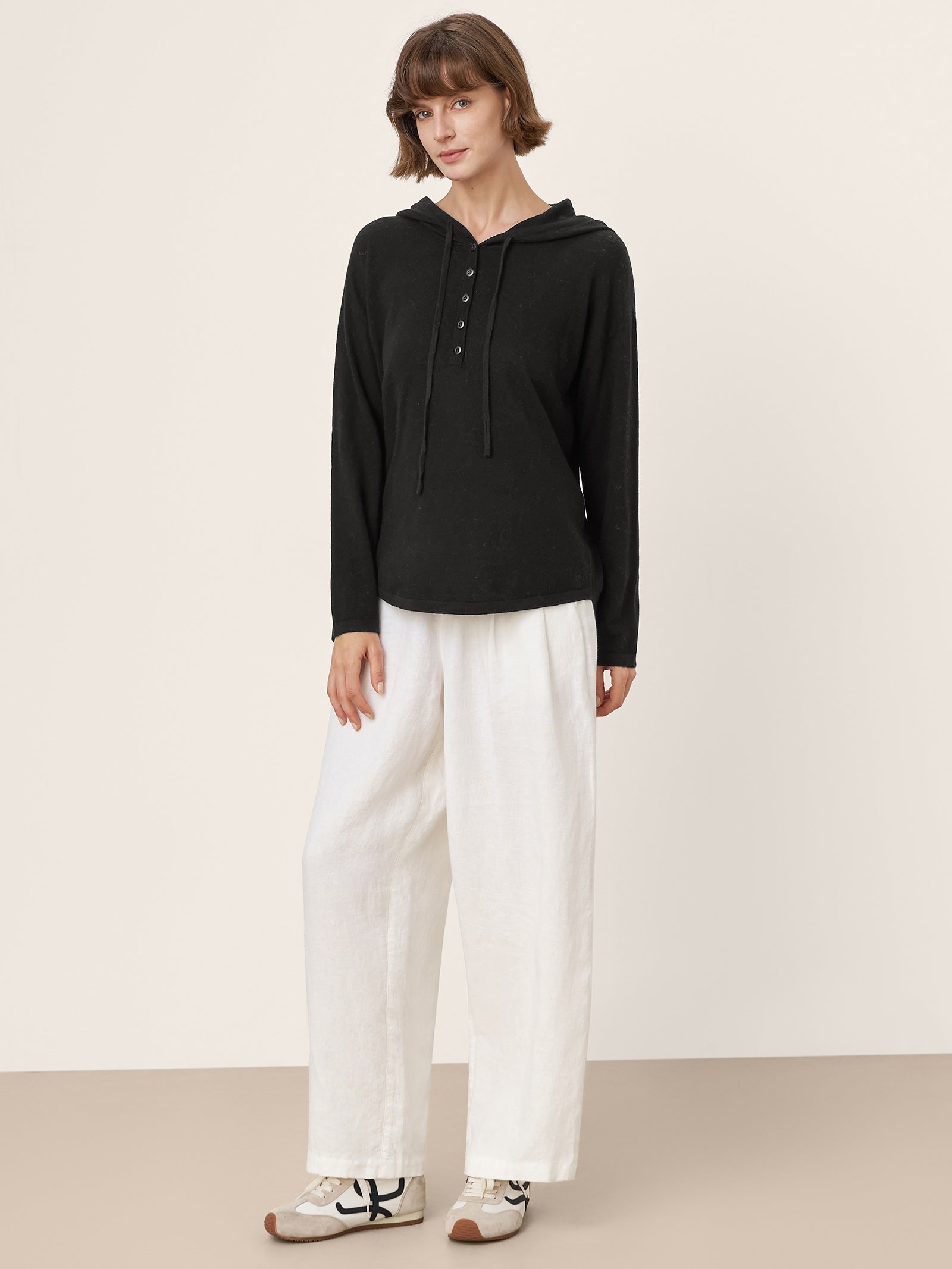 100% Extra-Fine Merino Wool Knit Hooded Sweatshirt SIA