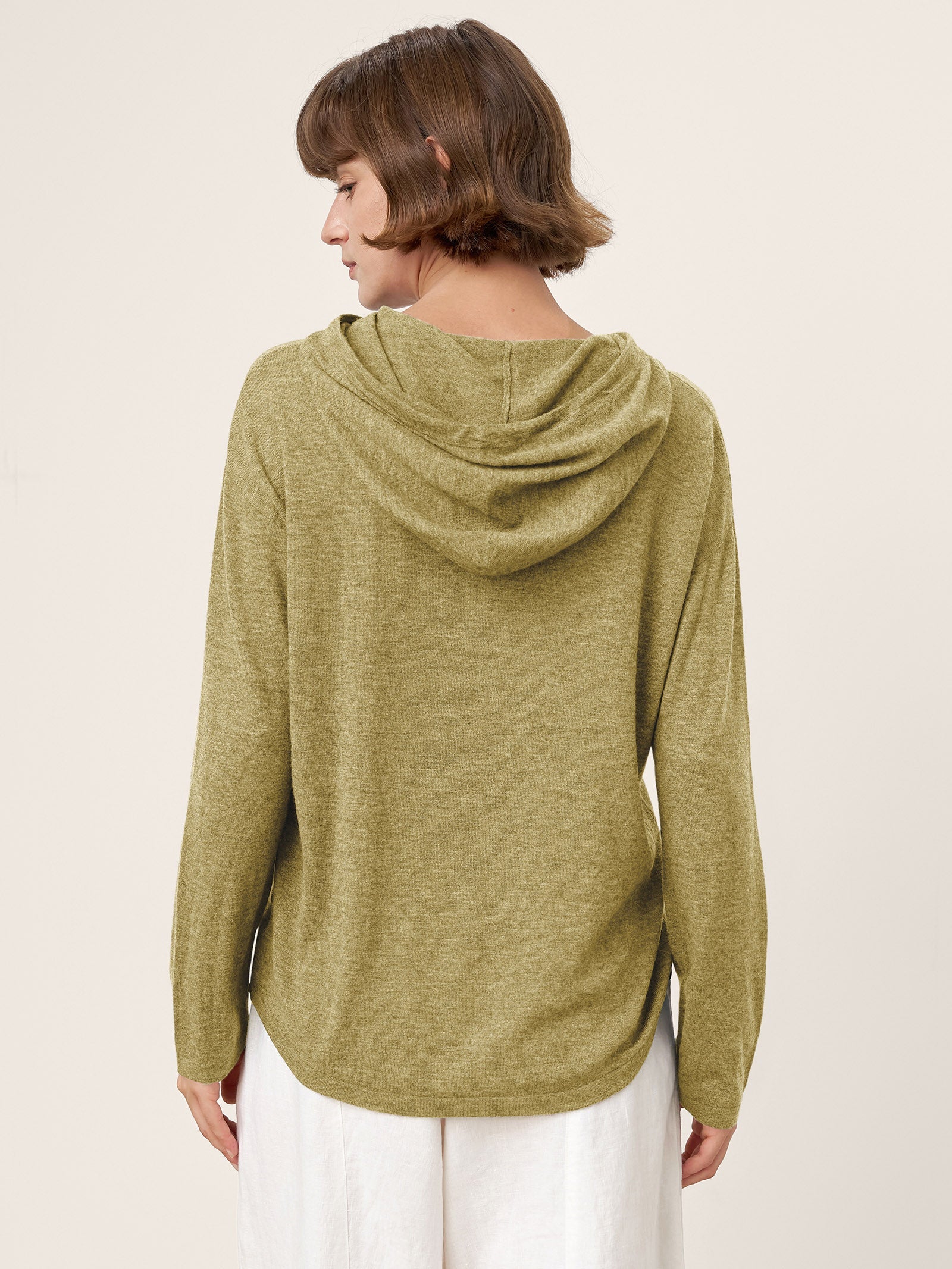 100% Extra-Fine Merino Wool Knit Hooded Sweatshirt SIA