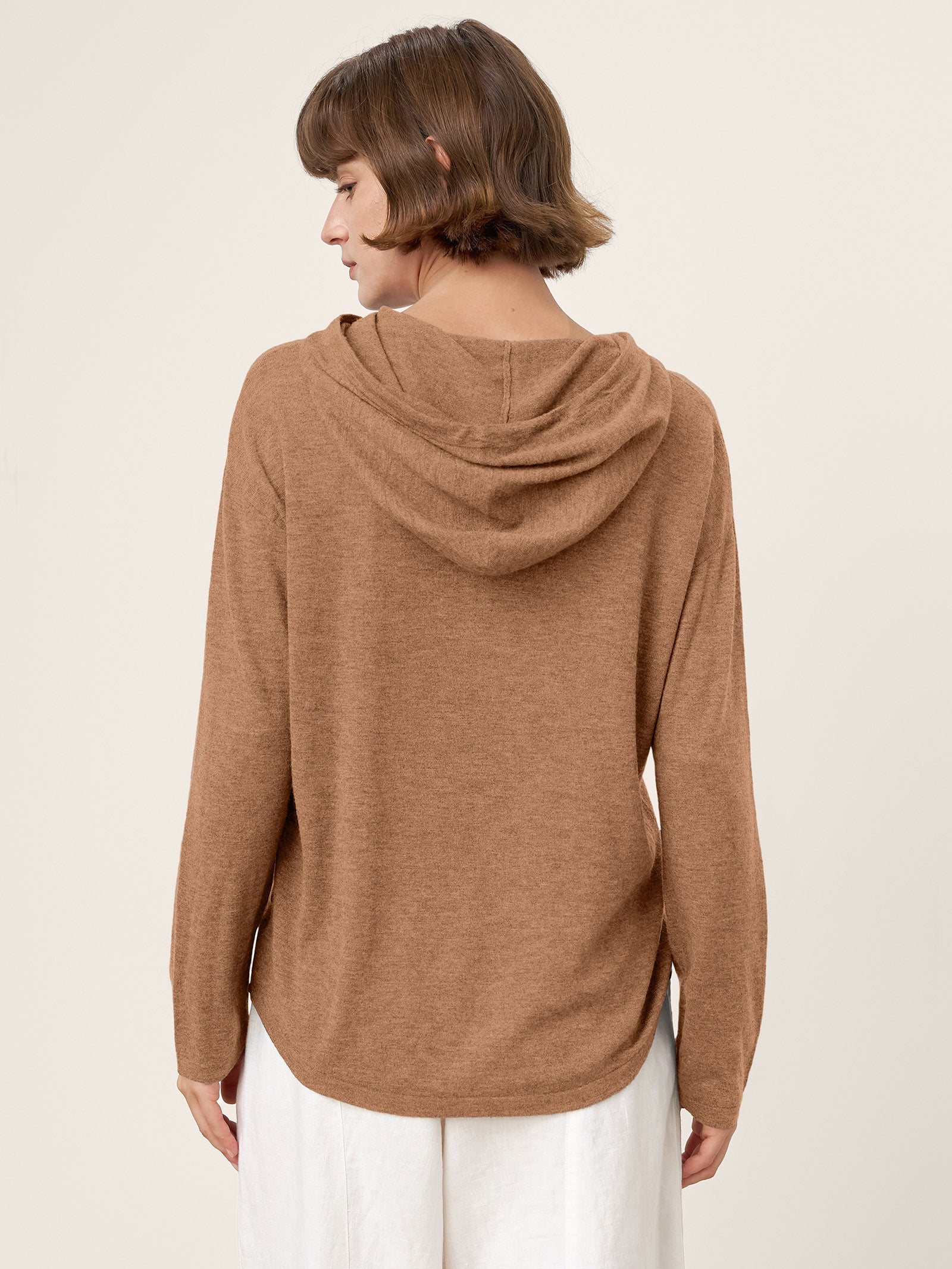 100% Extra-Fine Merino Wool Knit Hooded Sweatshirt SIA
