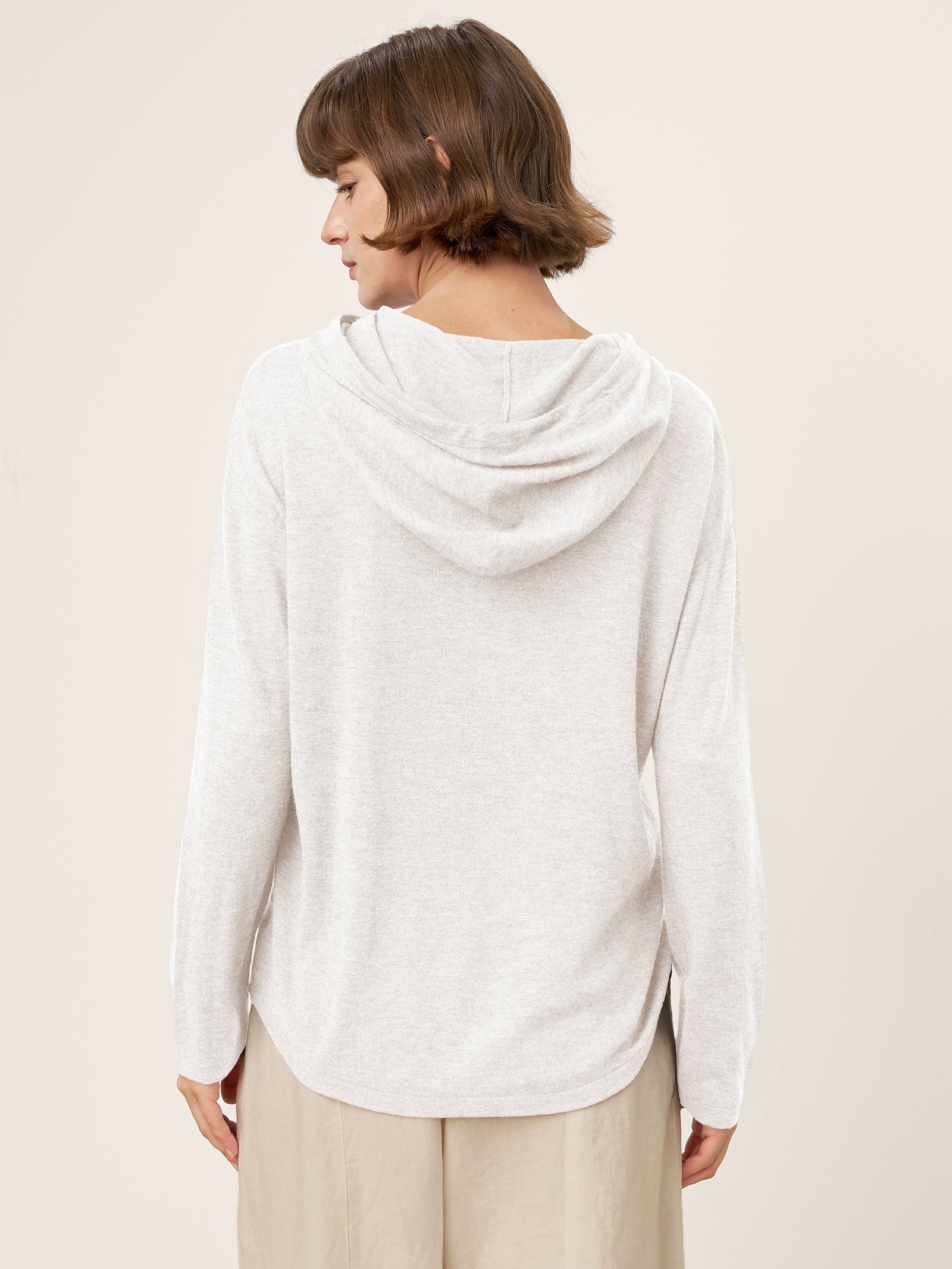 100% Extra-Fine Merino Wool Knit Hooded Sweatshirt SIA