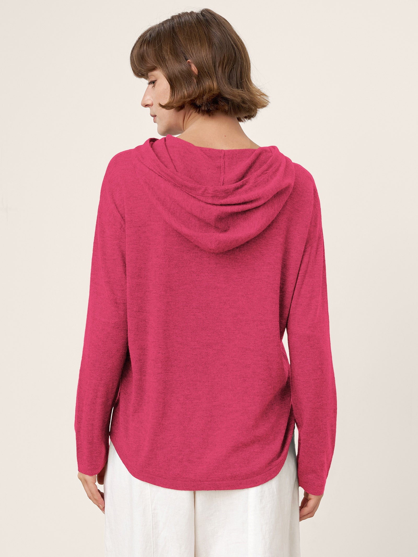 100% Extra-Fine Merino Wool Knit Hooded Sweatshirt SIA