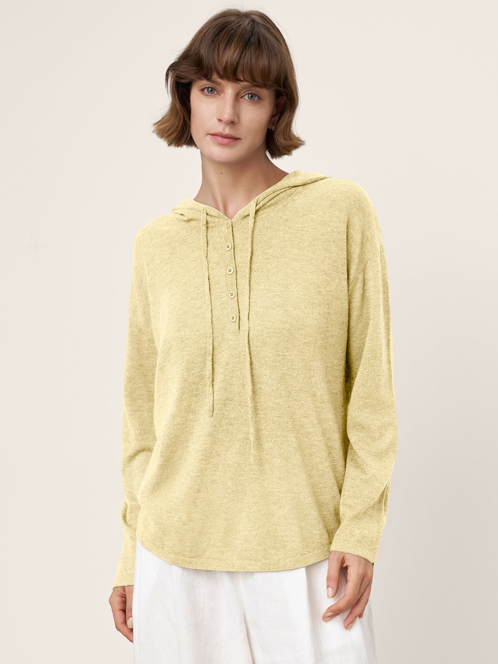 100% Extra-Fine Merino Wool Knit Hooded Sweatshirt SIA