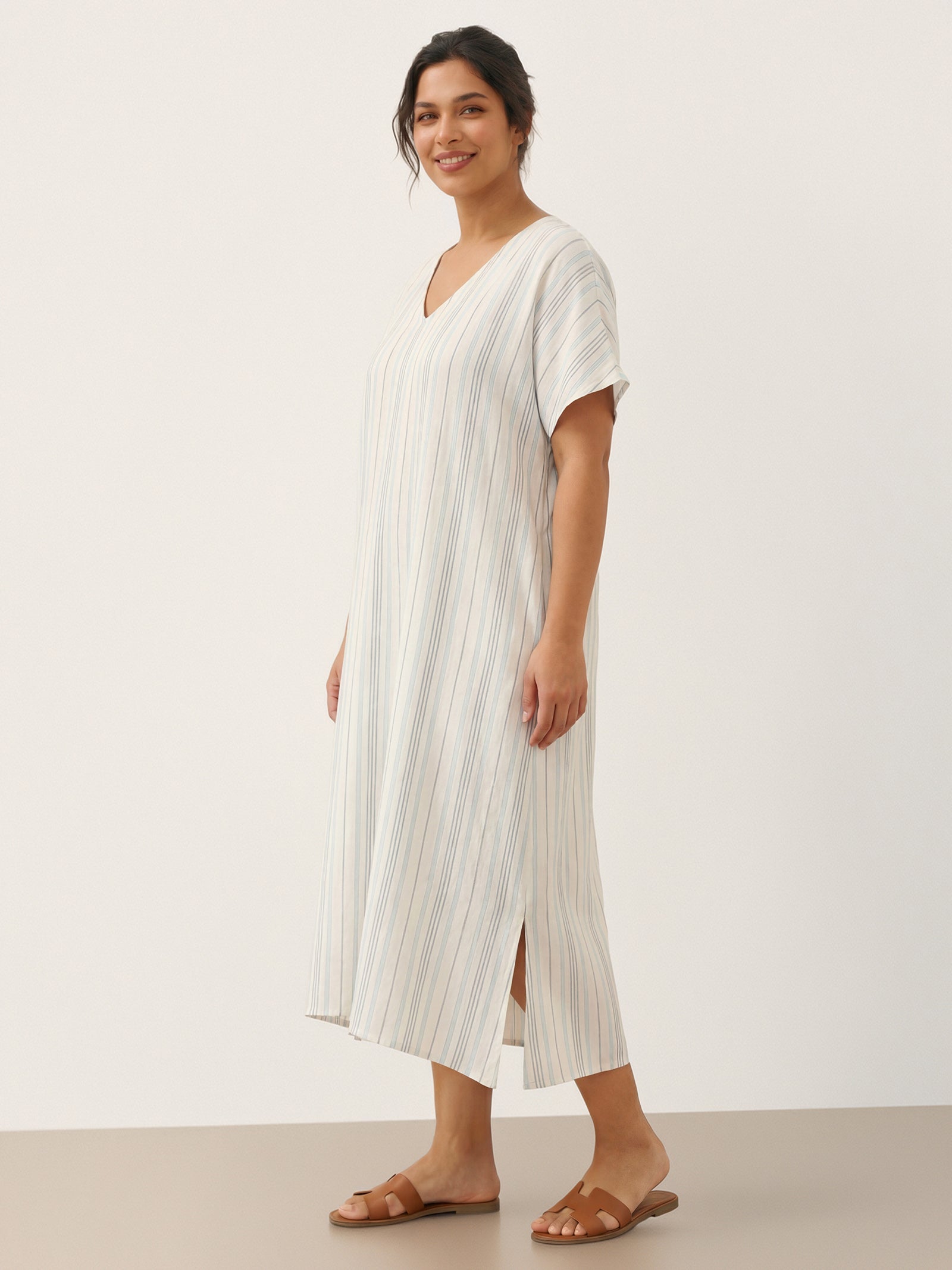 100% Linen Back-Tied Waist Maxi Dress HANA
