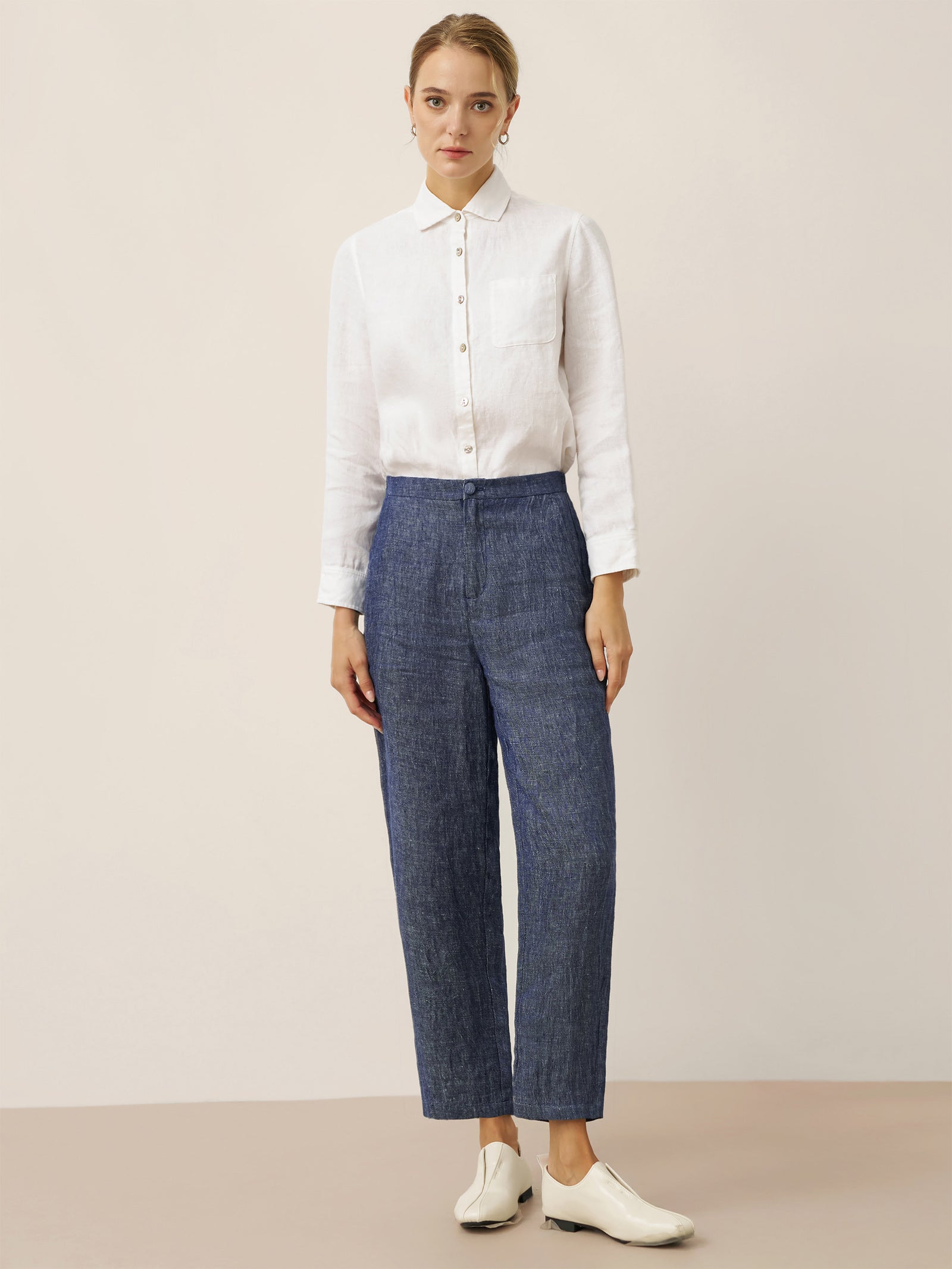 100% Linen Classic Shirt Top SAVANNAH