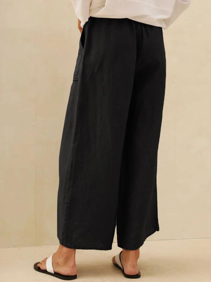 100% Linen Pocket Wide Leg Pants THALIA