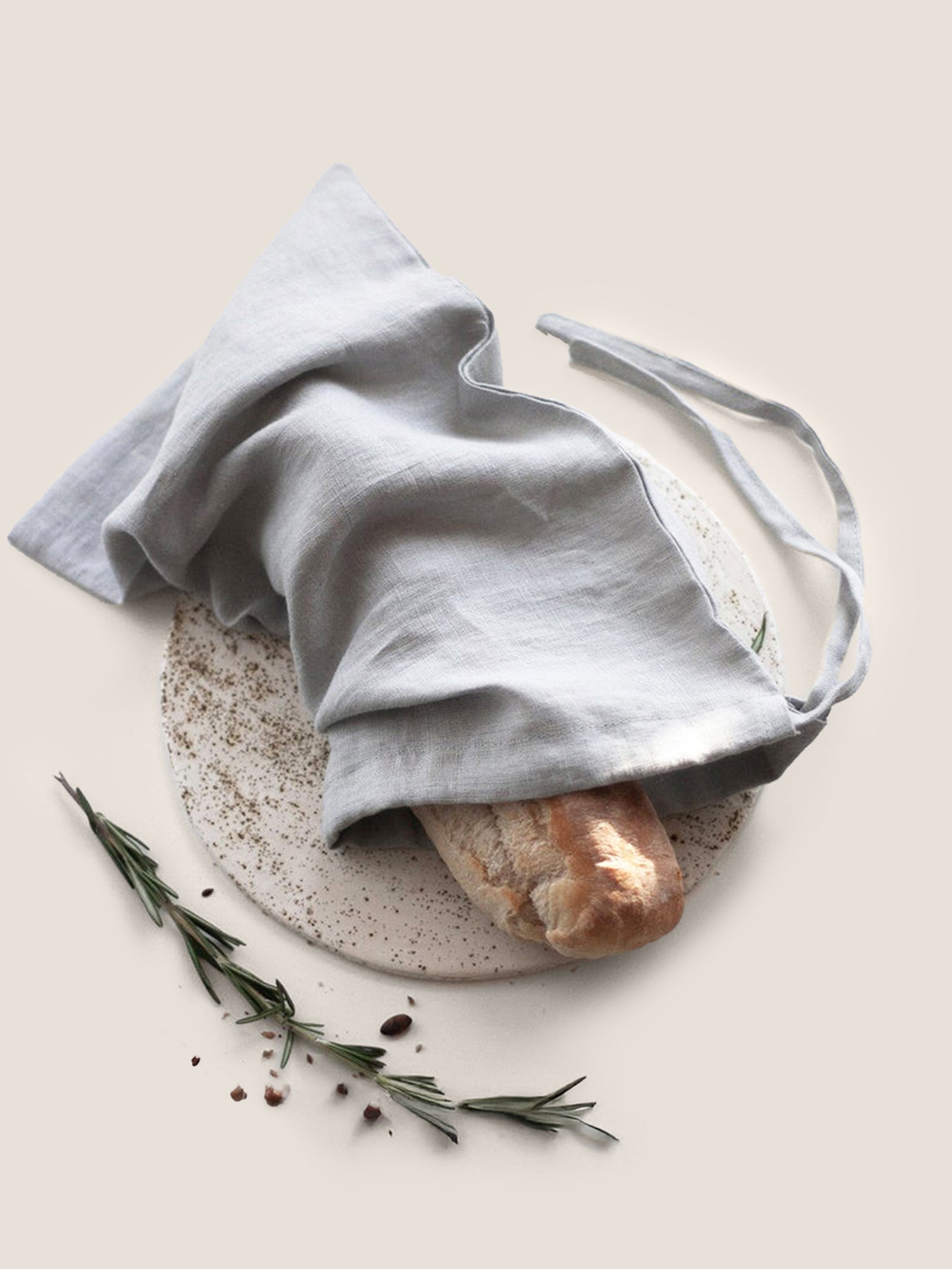 100% Linen Solid-Color Drawstring Storage Bag