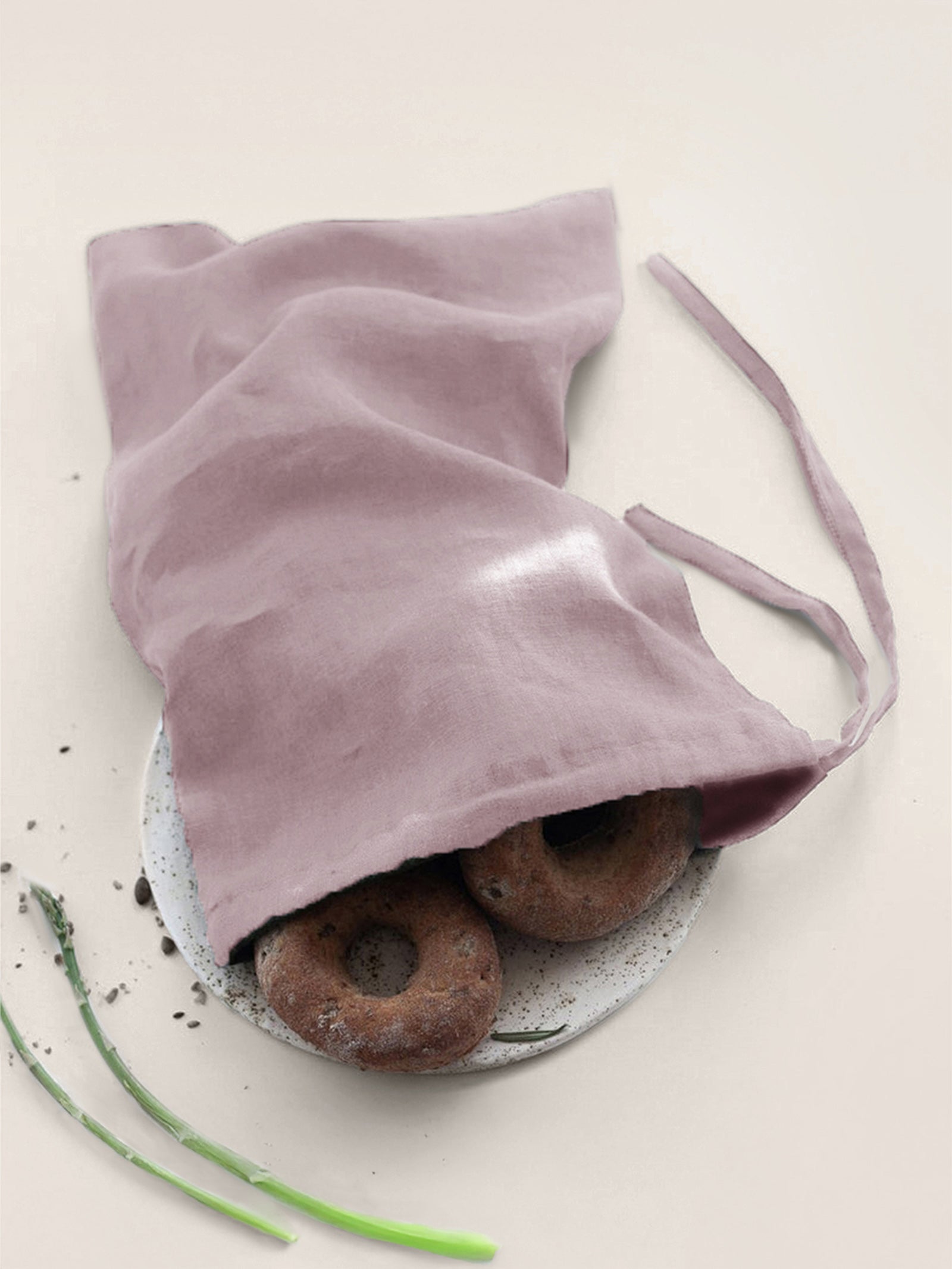 100% Linen Solid-Color Drawstring Storage Bag