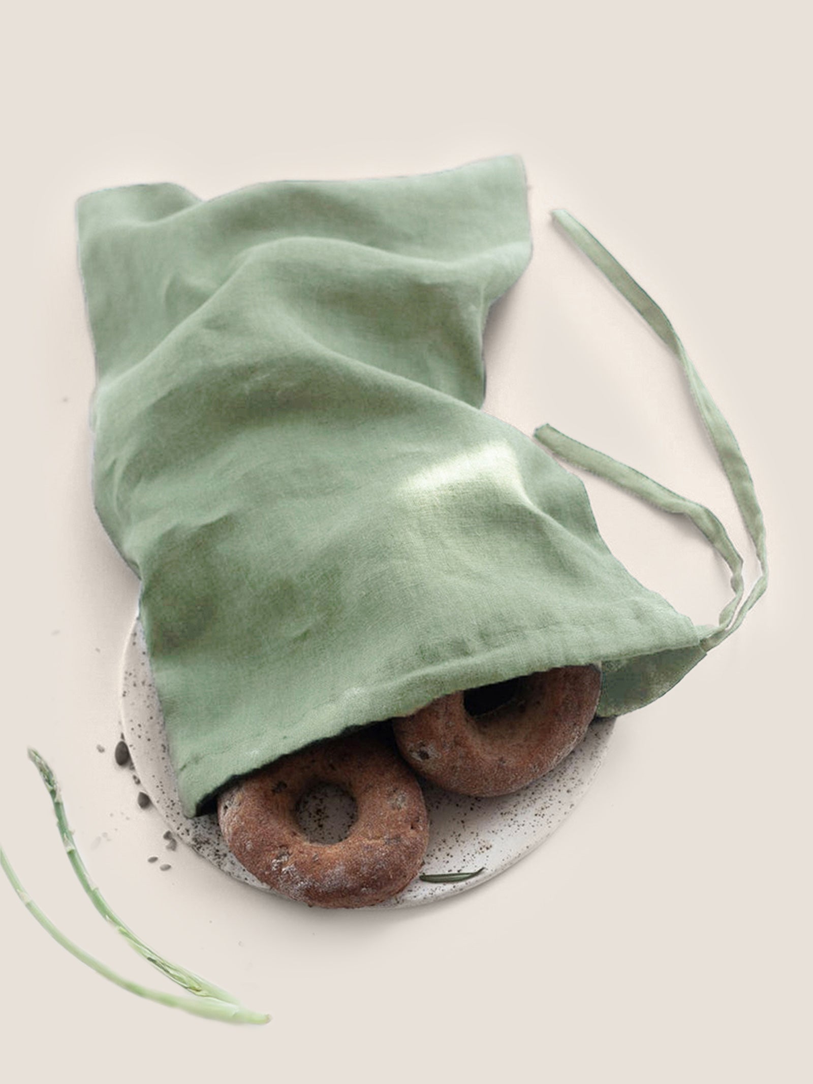 100% Linen Solid-Color Drawstring Storage Bag