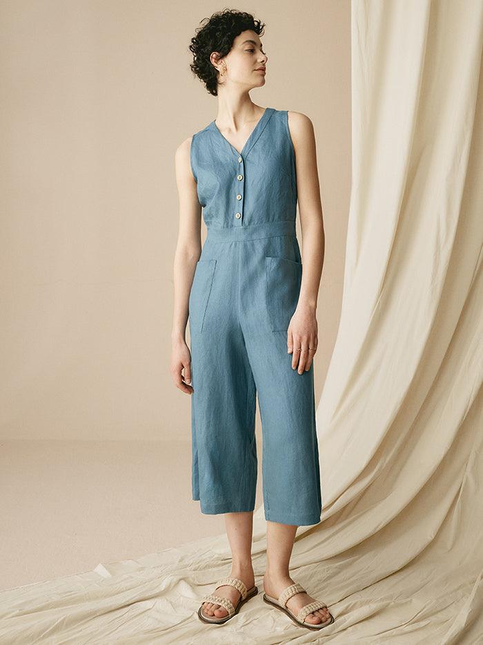 100% Linen V-Neck Jumpsuit URIELLE