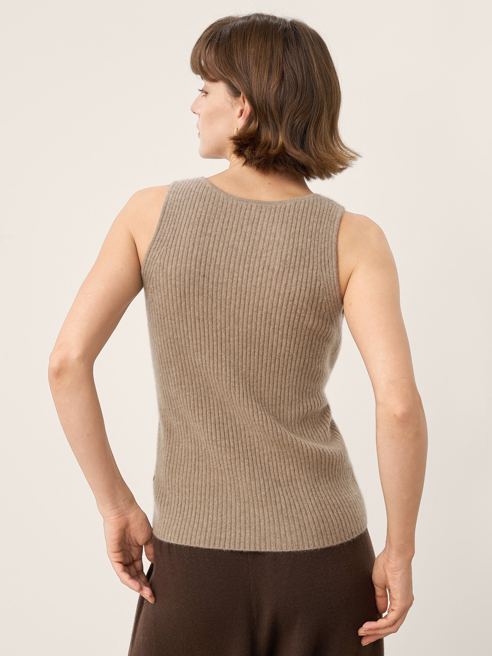 100% Mongolian Cashmere Versatile Crew Neck Tank Top VIVIANA