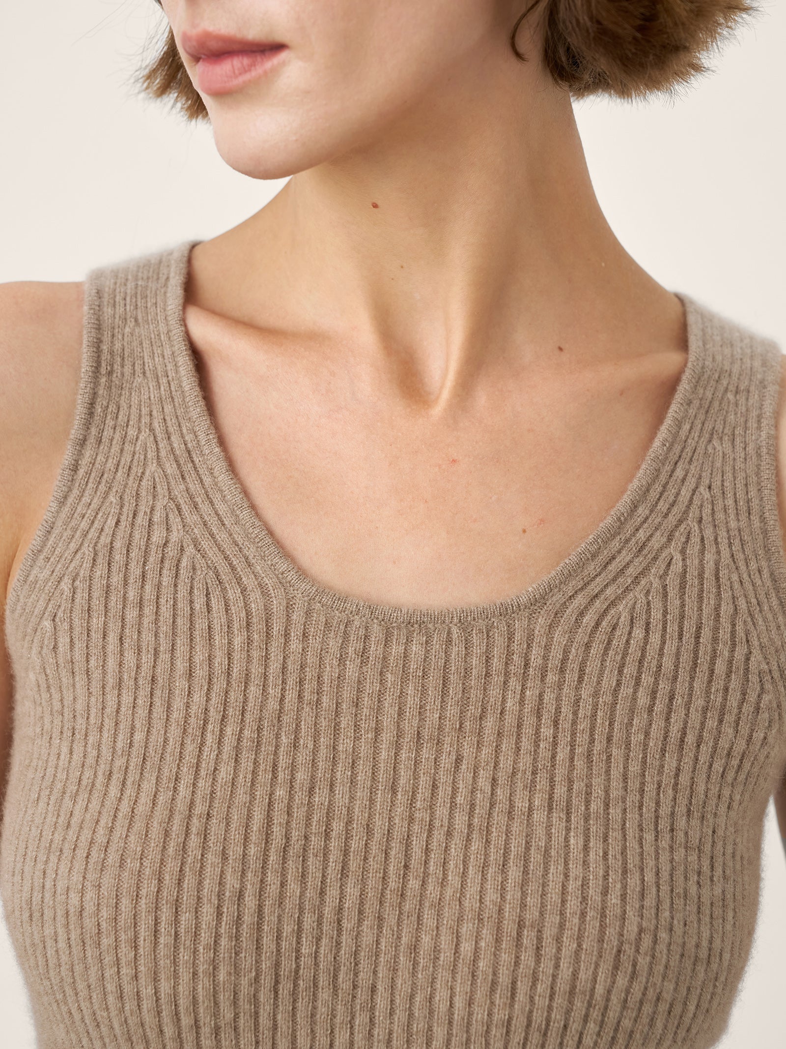 100% Mongolian Cashmere Versatile Crew Neck Tank Top VIVIANA