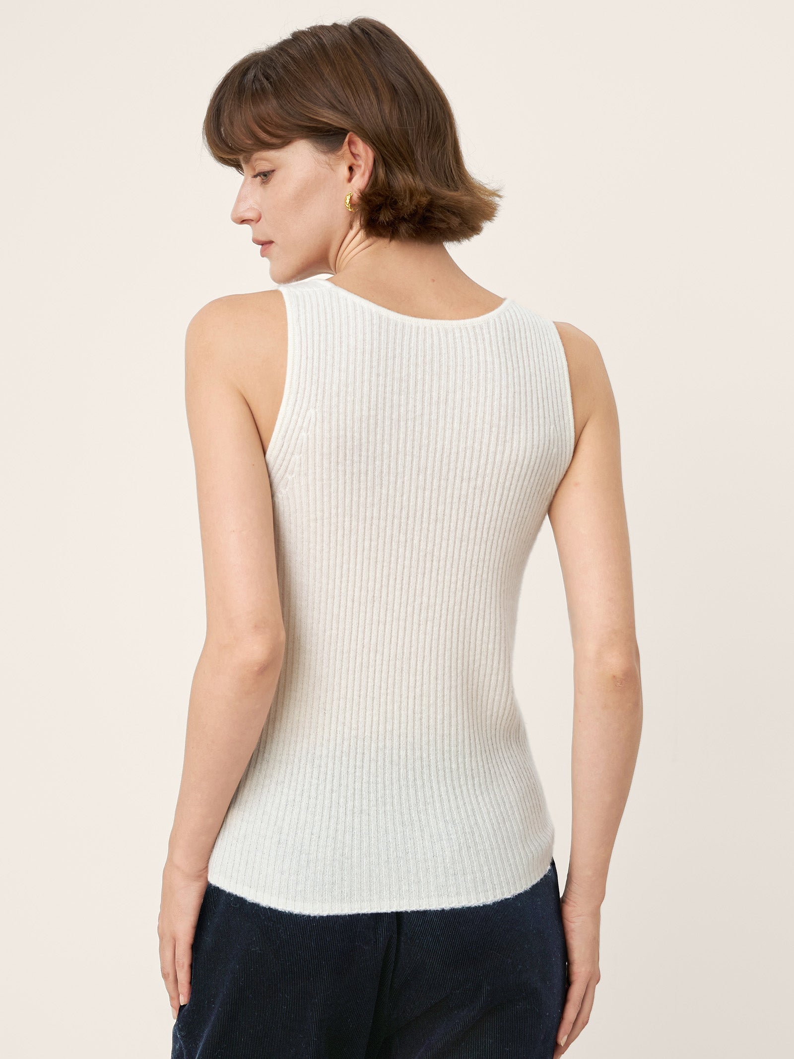 100% Mongolian Cashmere Versatile Crew Neck Tank Top VIVIANA