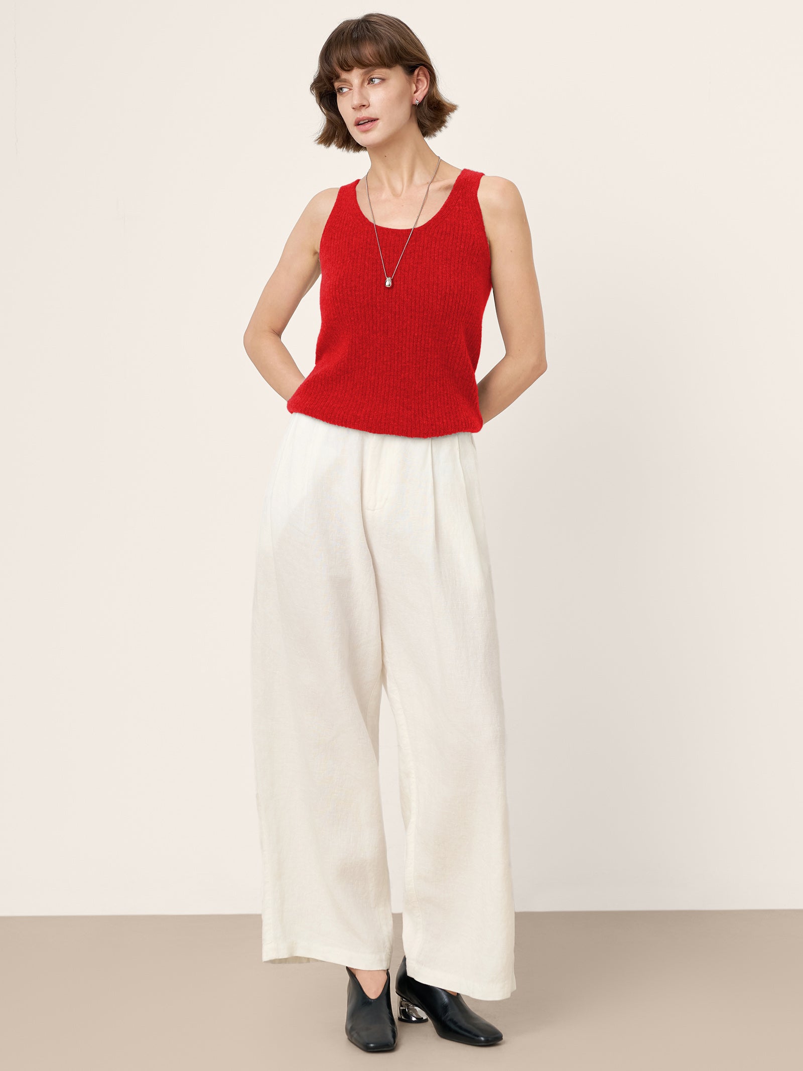 100% Mongolian Cashmere Versatile Crew Neck Tank Top VIVIANA