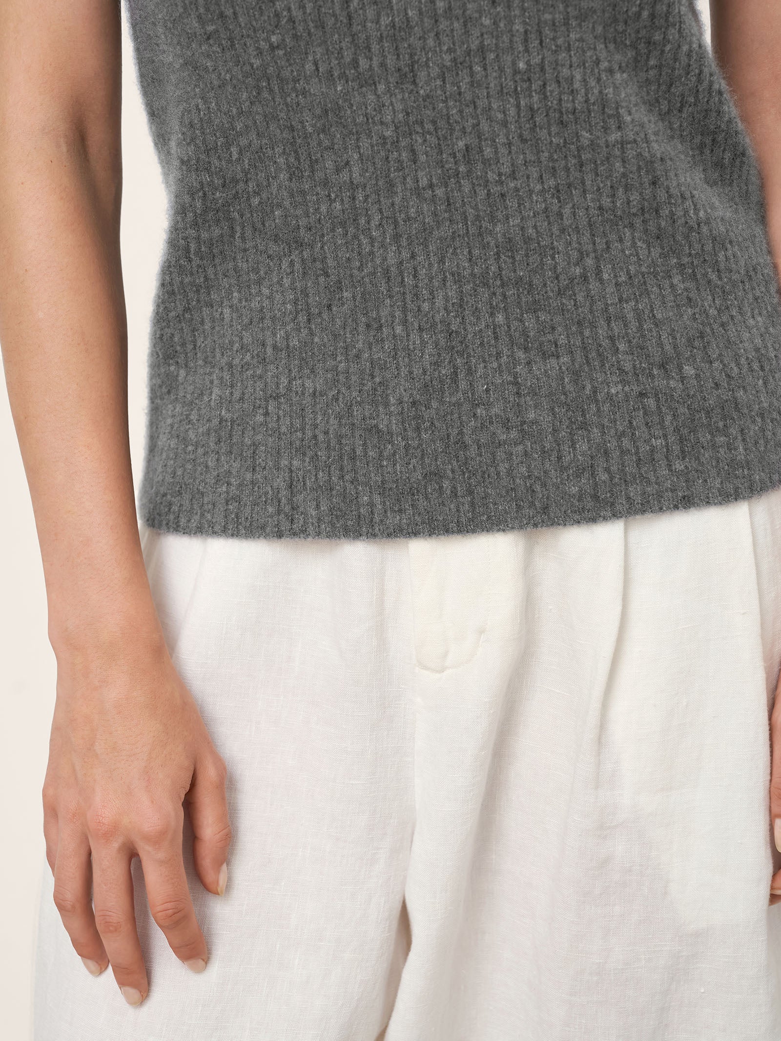 100% Mongolian Cashmere Versatile Crew Neck Tank Top VIVIANA
