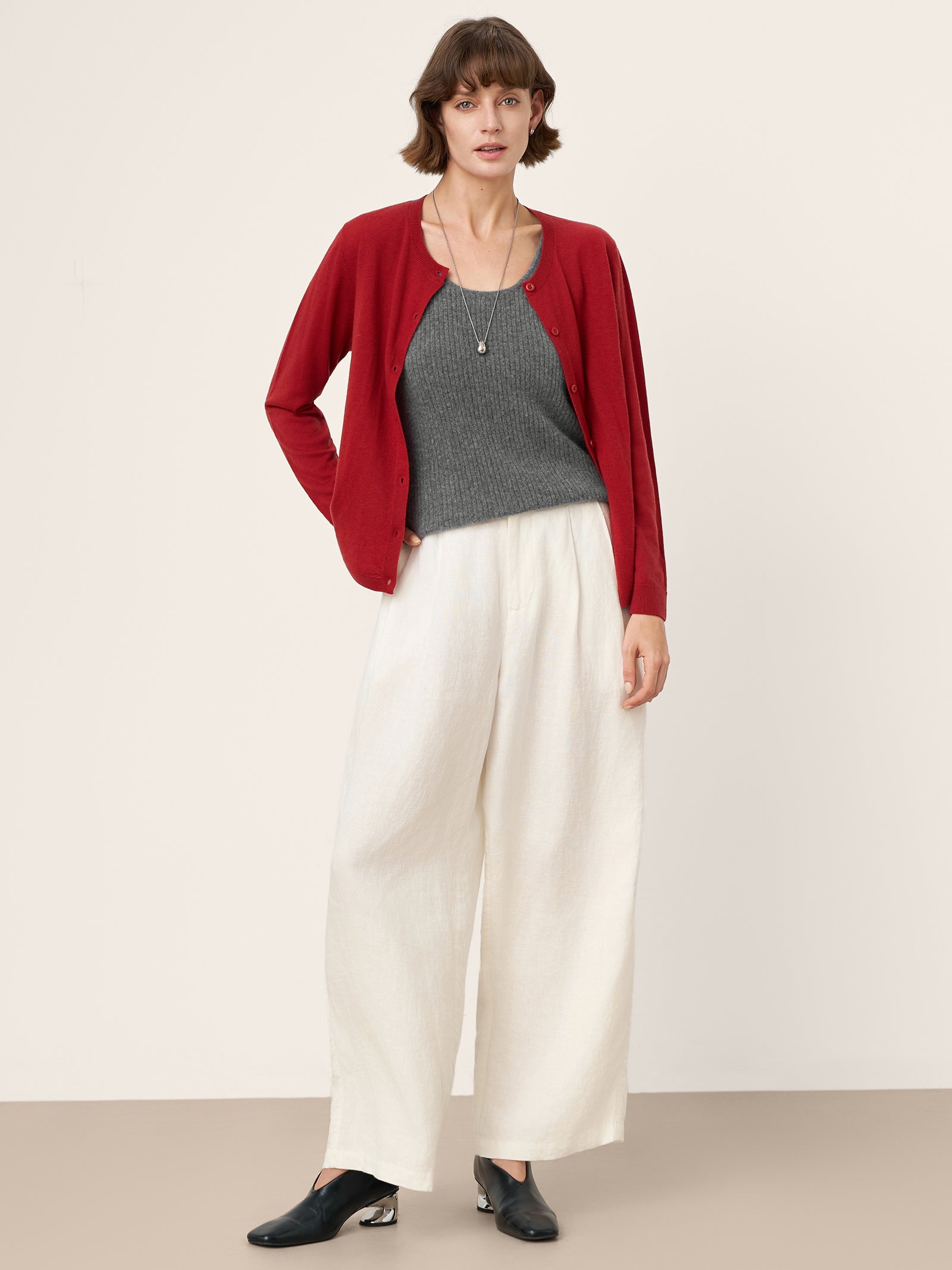 100% Mongolian Cashmere Versatile Crew Neck Tank Top VIVIANA