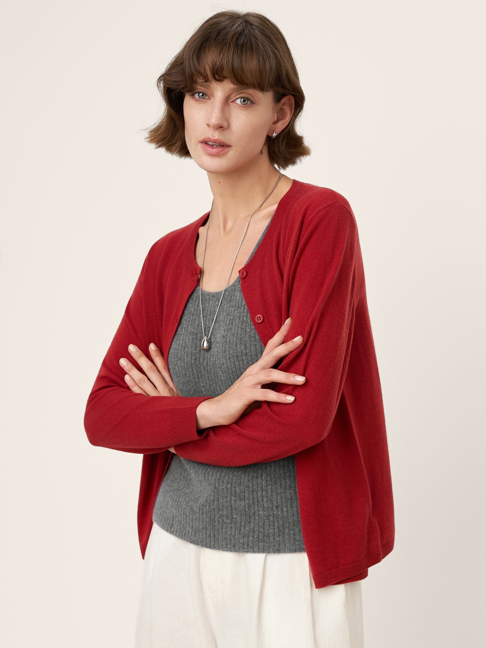 100% Mongolian Cashmere Versatile Crew Neck Tank Top VIVIANA