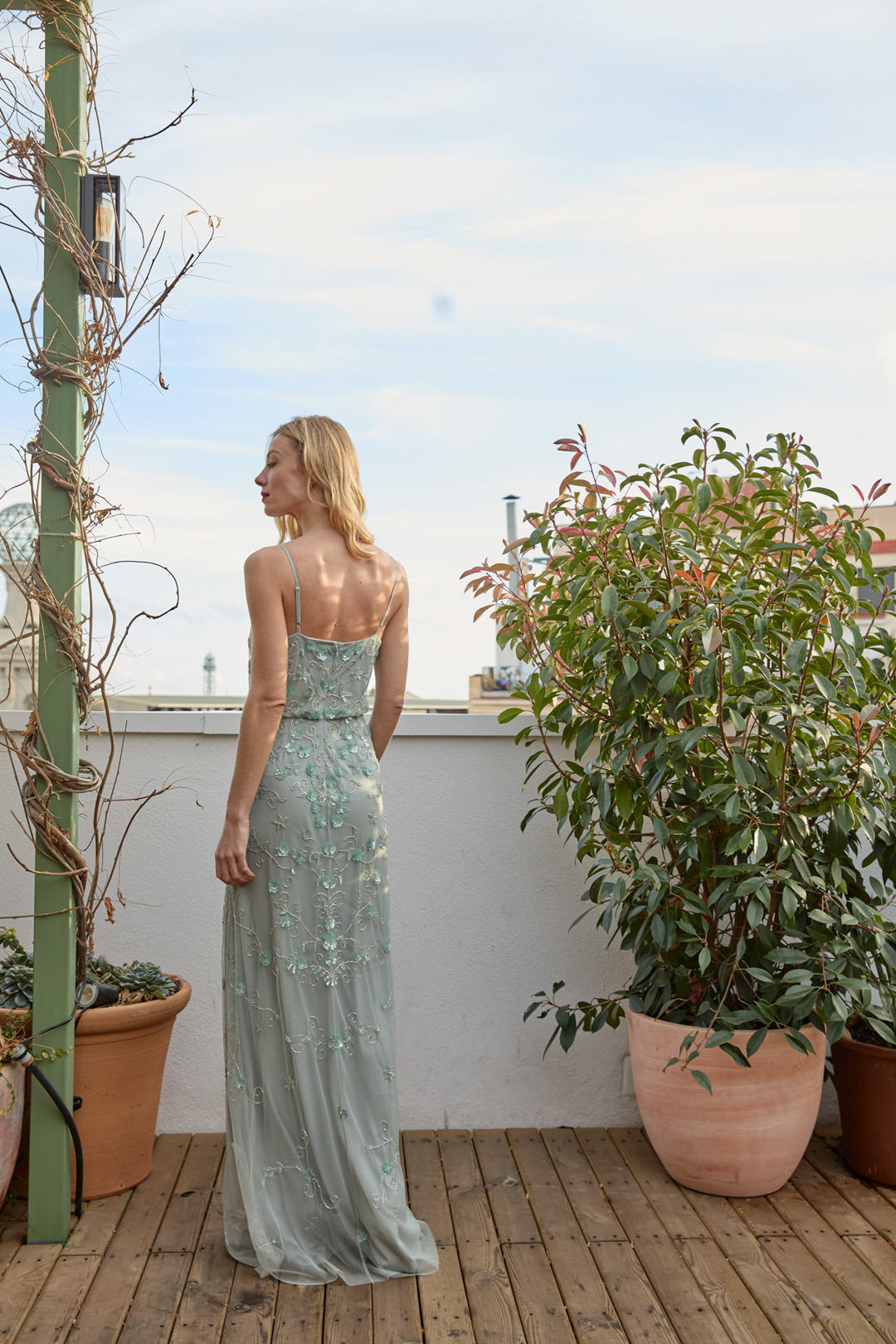 Beaded Floral Long Party Dress, Breathable Comfort