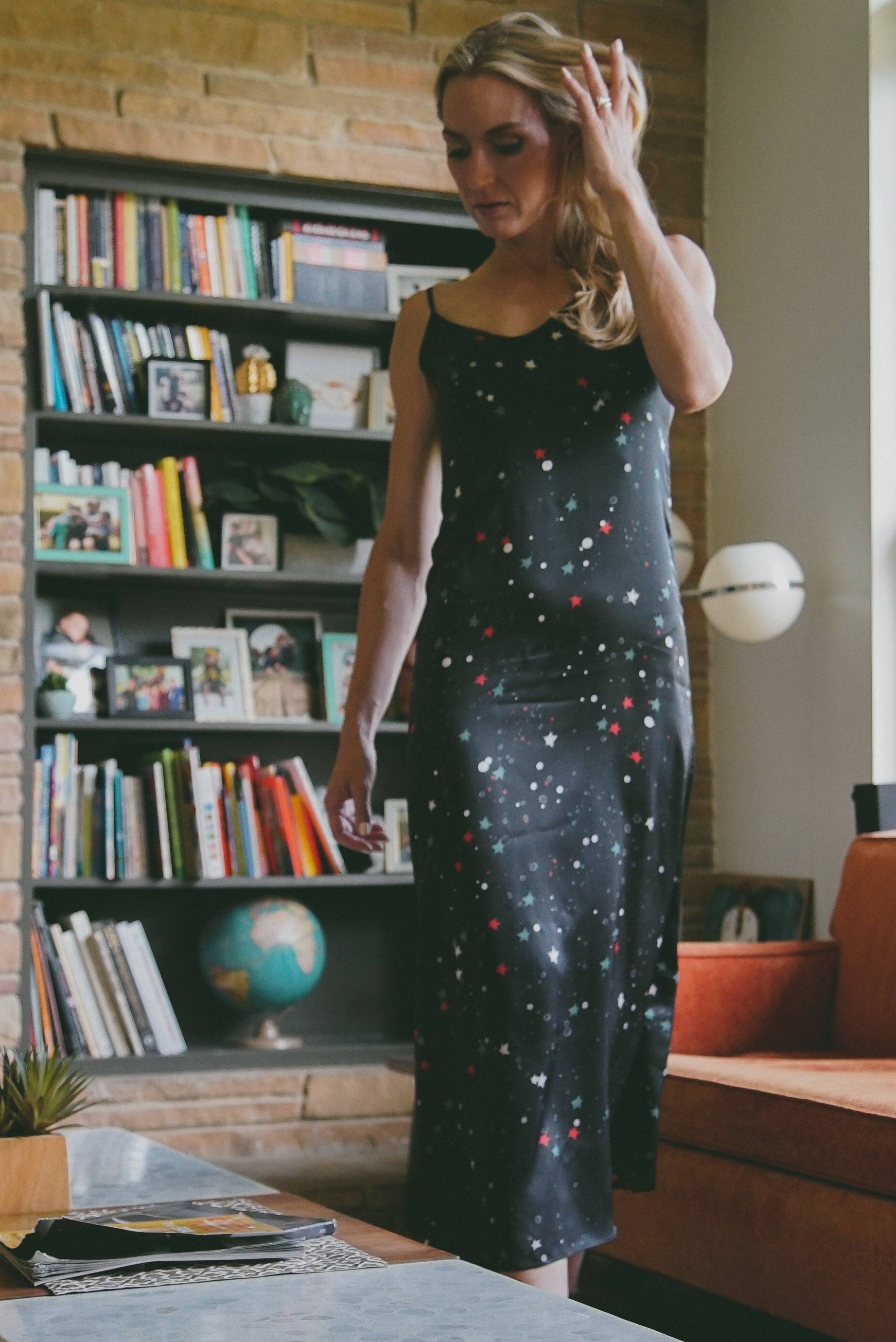 Andromeda Silk Dress In Galaxy