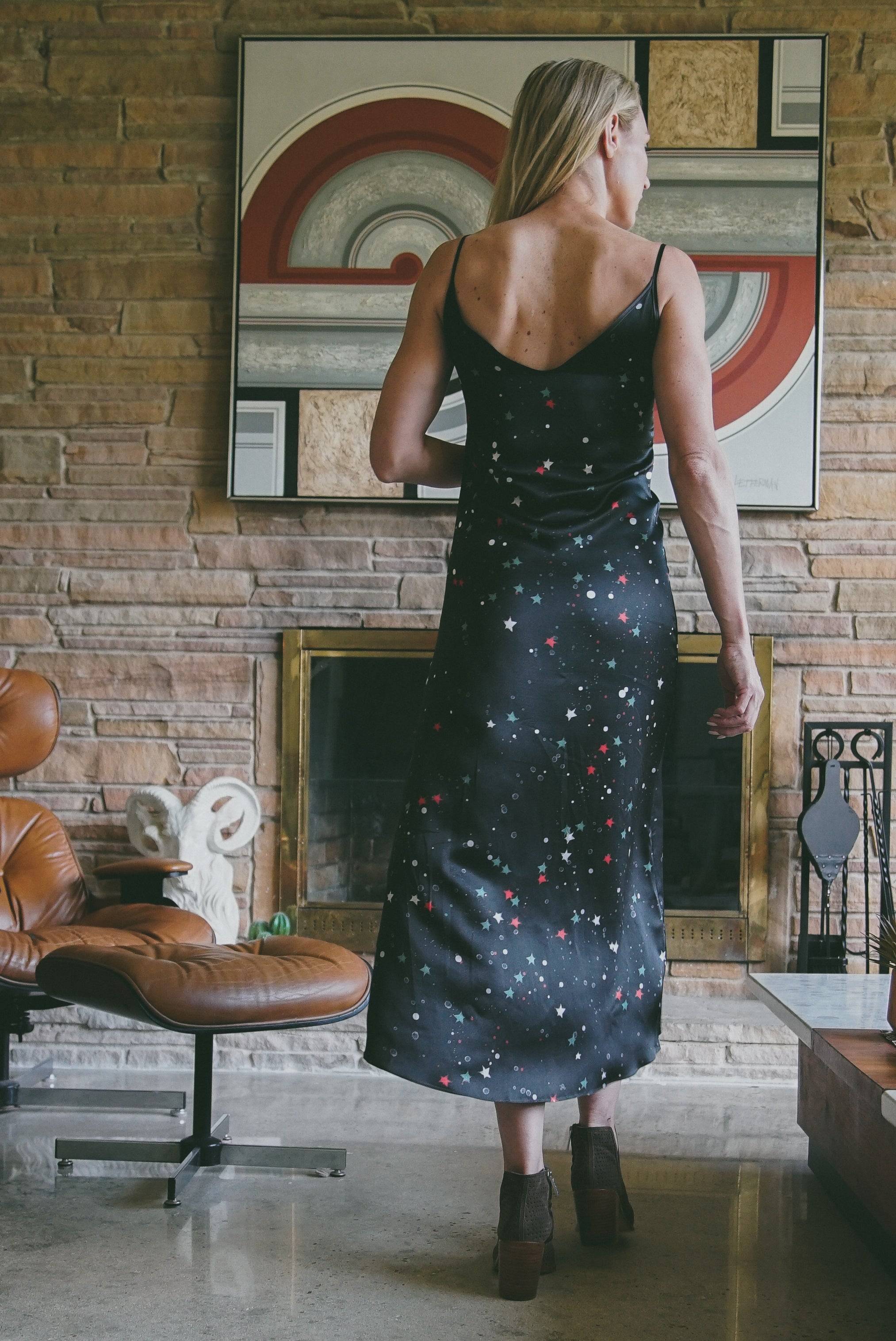 Andromeda Silk Dress In Galaxy