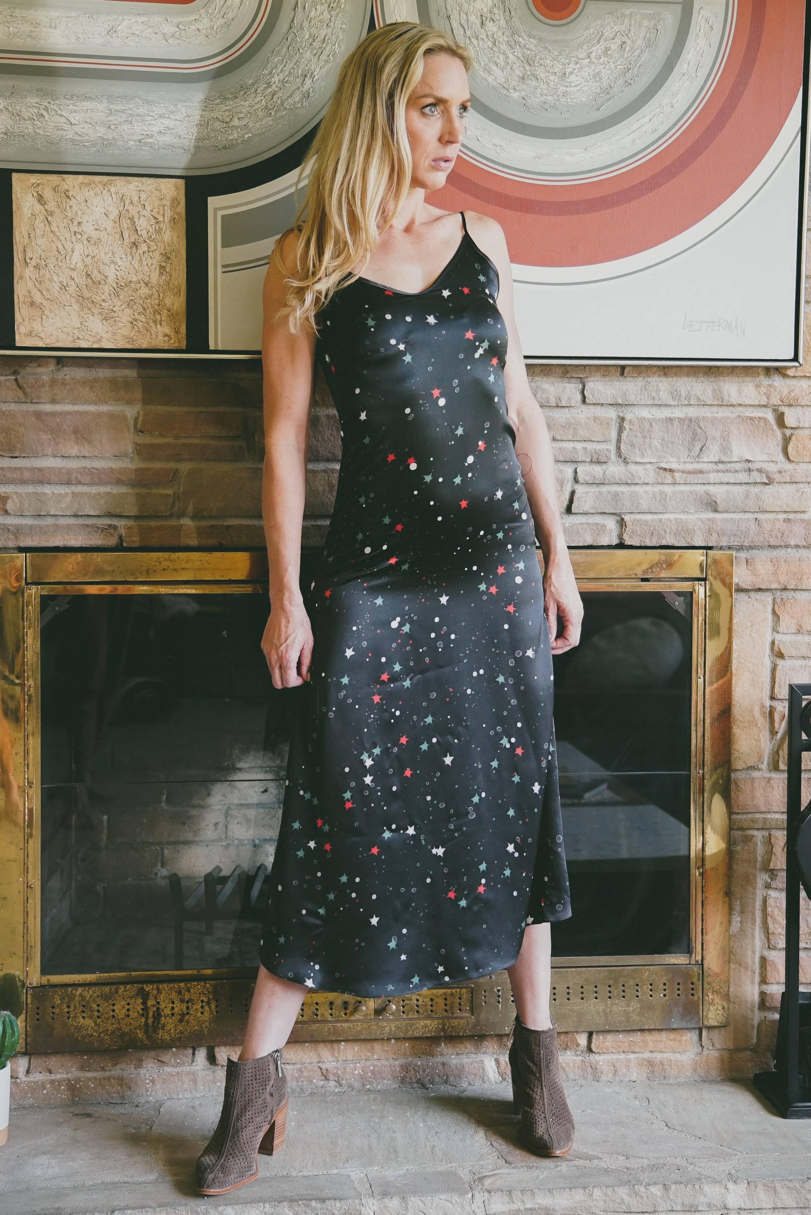 Andromeda Silk Dress In Galaxy