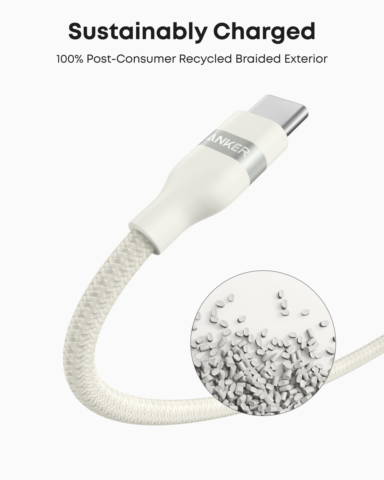 Anker USB-A to USB-C Cable (3 ft/6 ft, Upcycled-Braided)