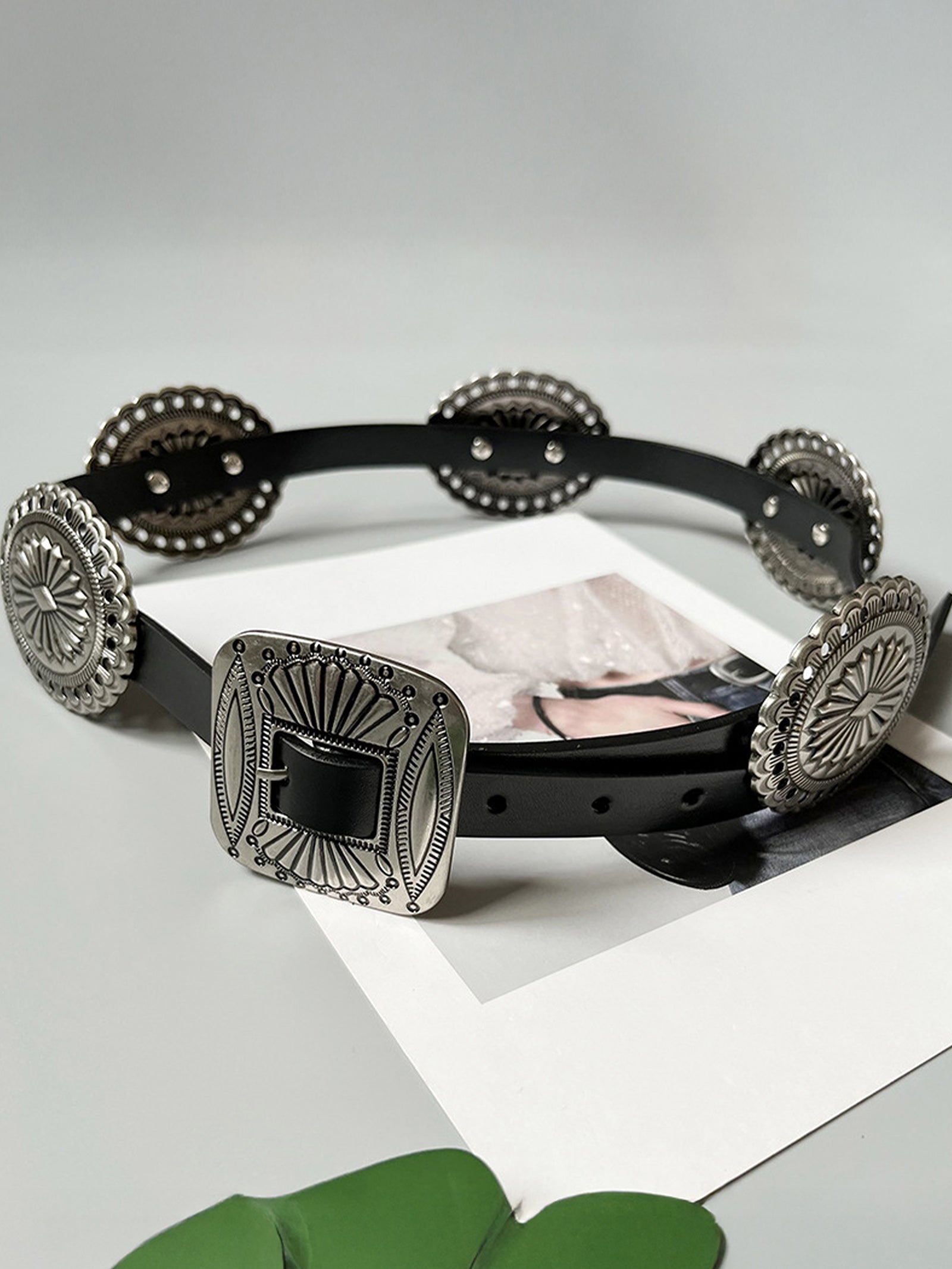 Artisanal Carved Metal Ring Buckle Belt