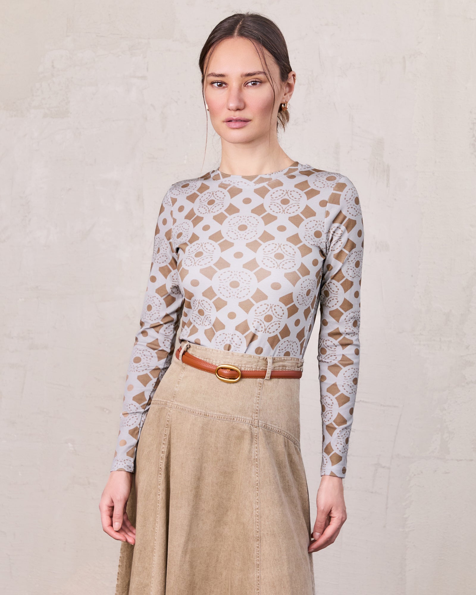 Basic Printed T-shirt-Geometric Design-0