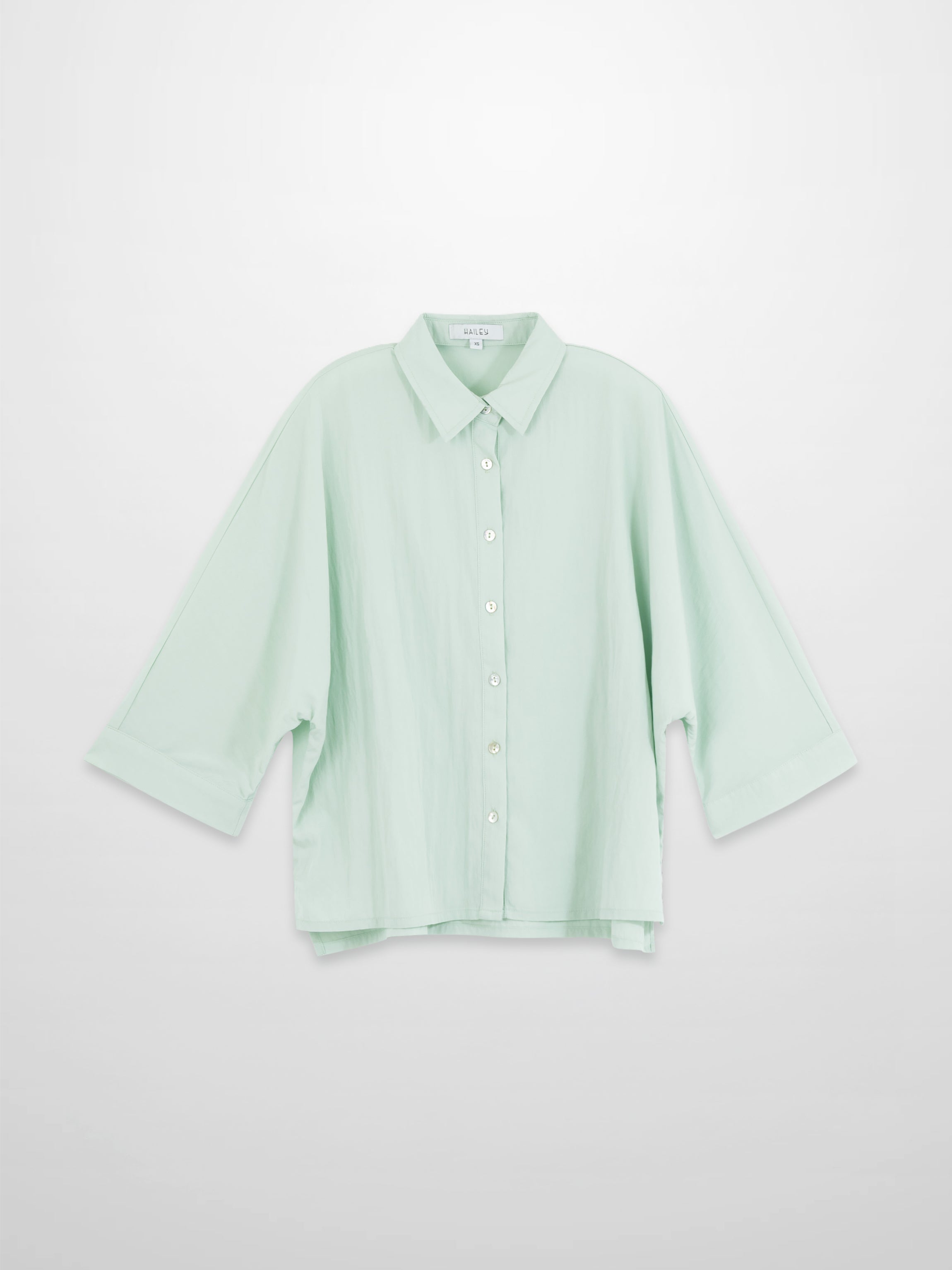 Boxy Dolman Sleeve Crinkle Blouse-Mint Green-2