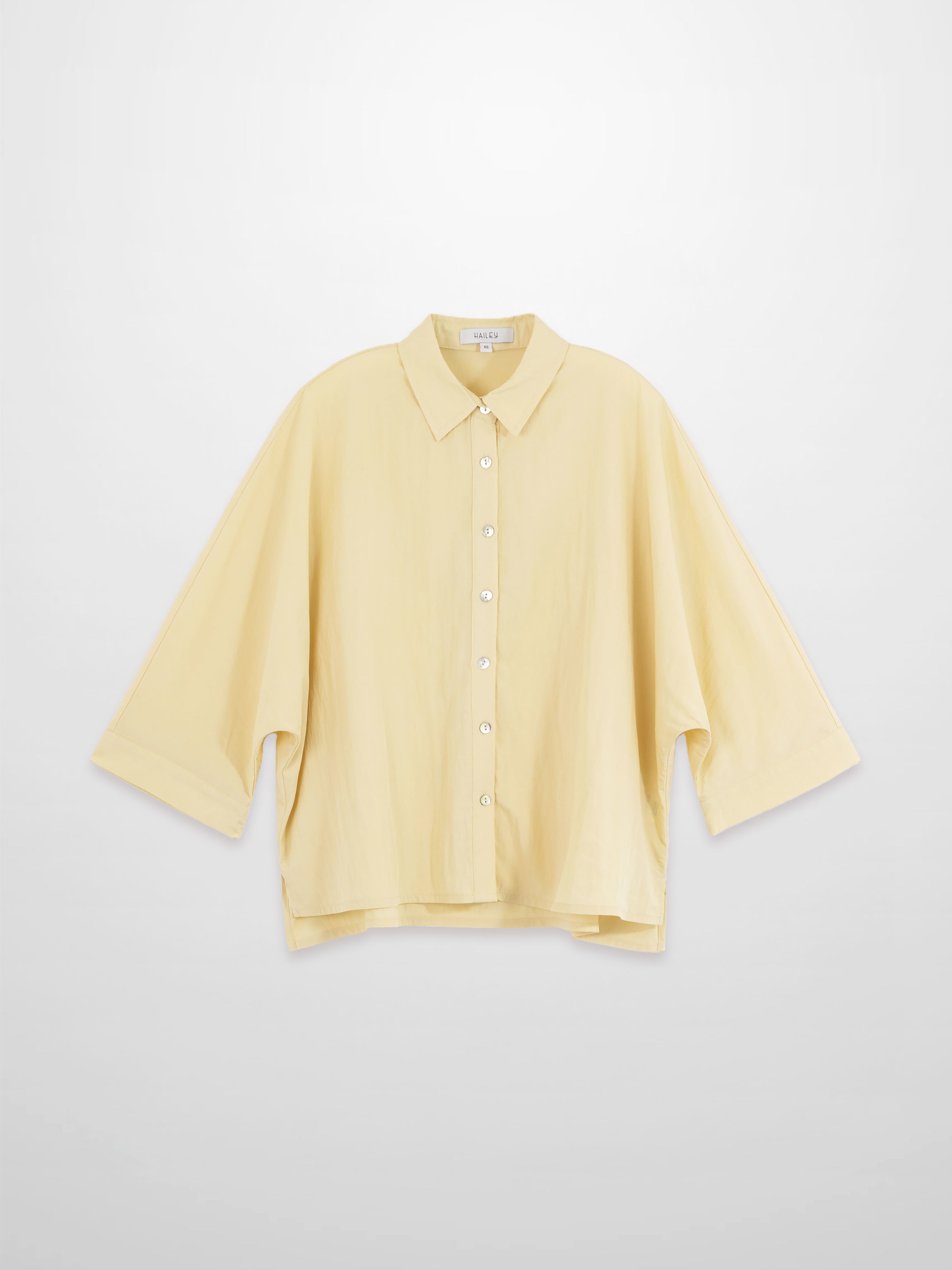 Boxy Dolman Sleeve Crinkle Blouse-Pale Yellow