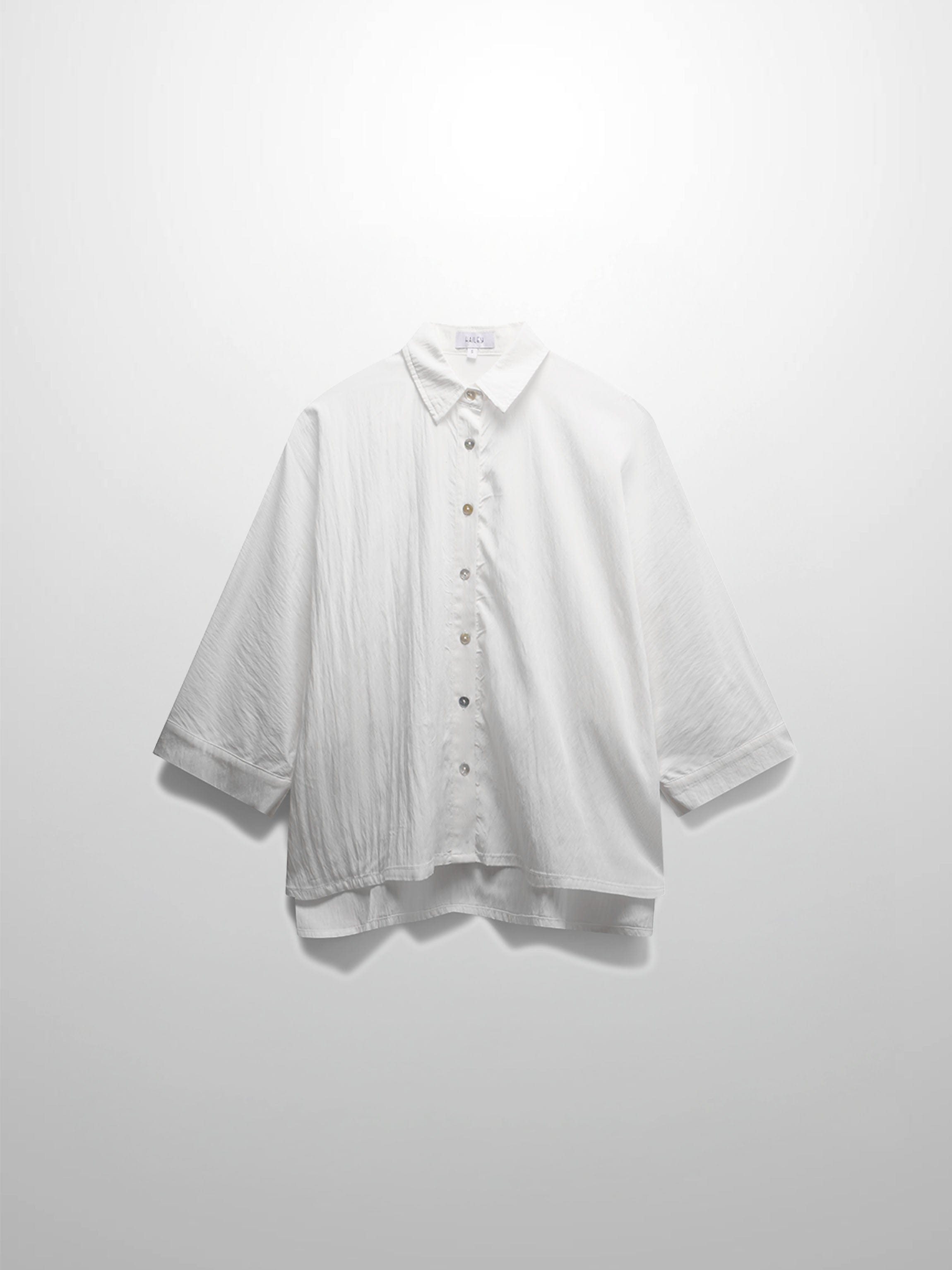 Boxy Dolman Sleeve Crinkle Blouse-White-3
