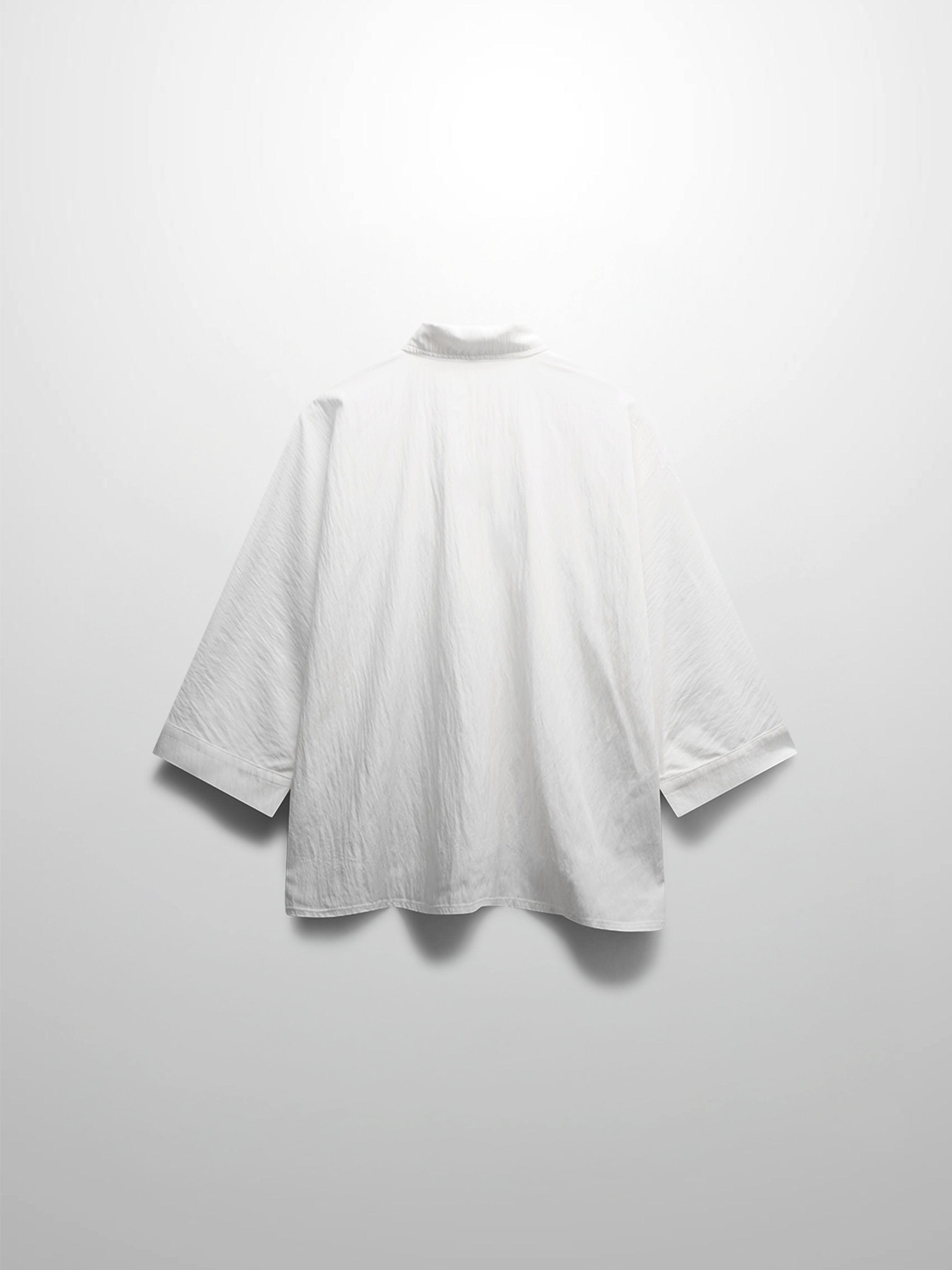 Boxy Dolman Sleeve Crinkle Blouse-White-4