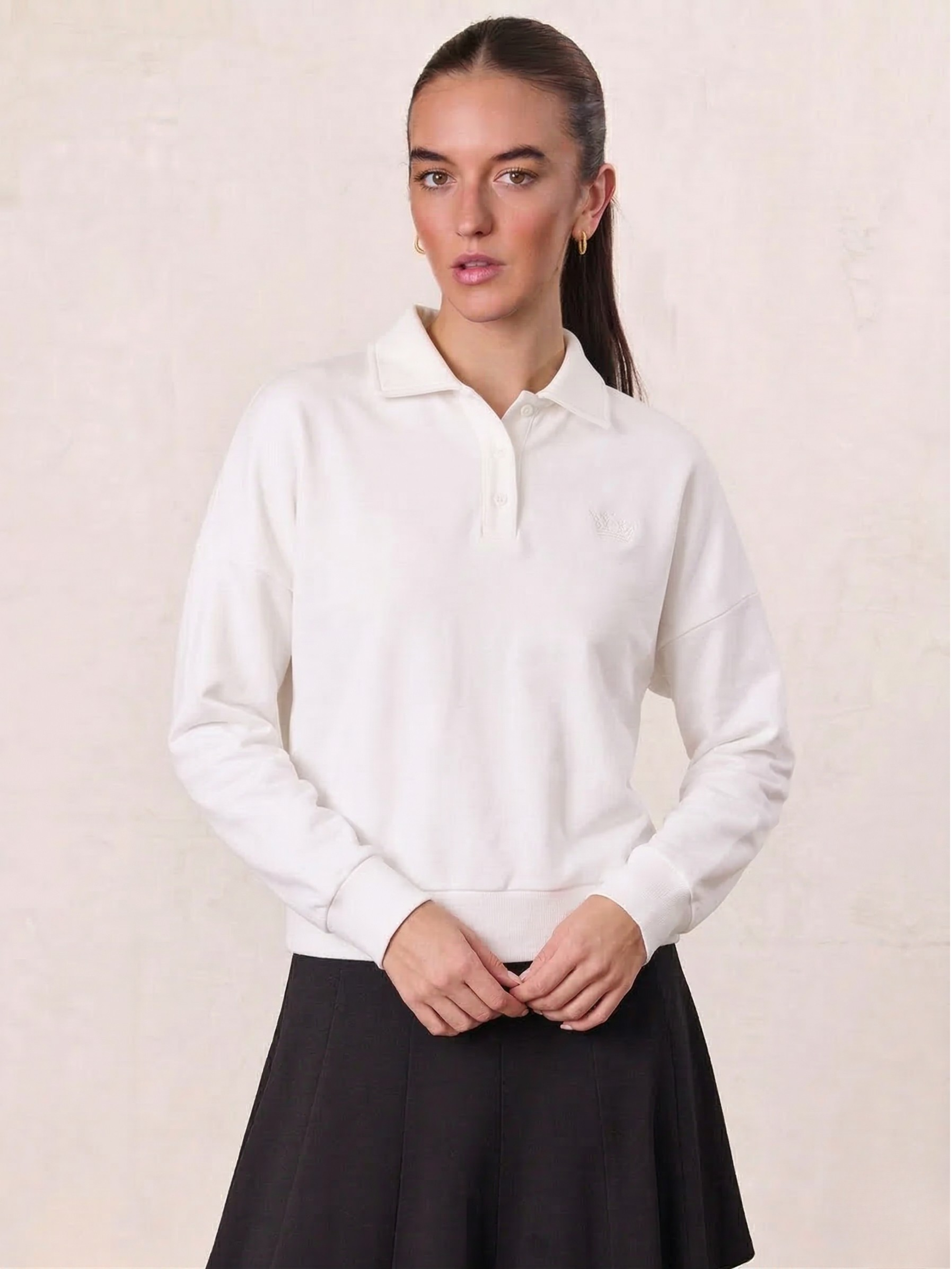 Collared Bomber Tee-White-0