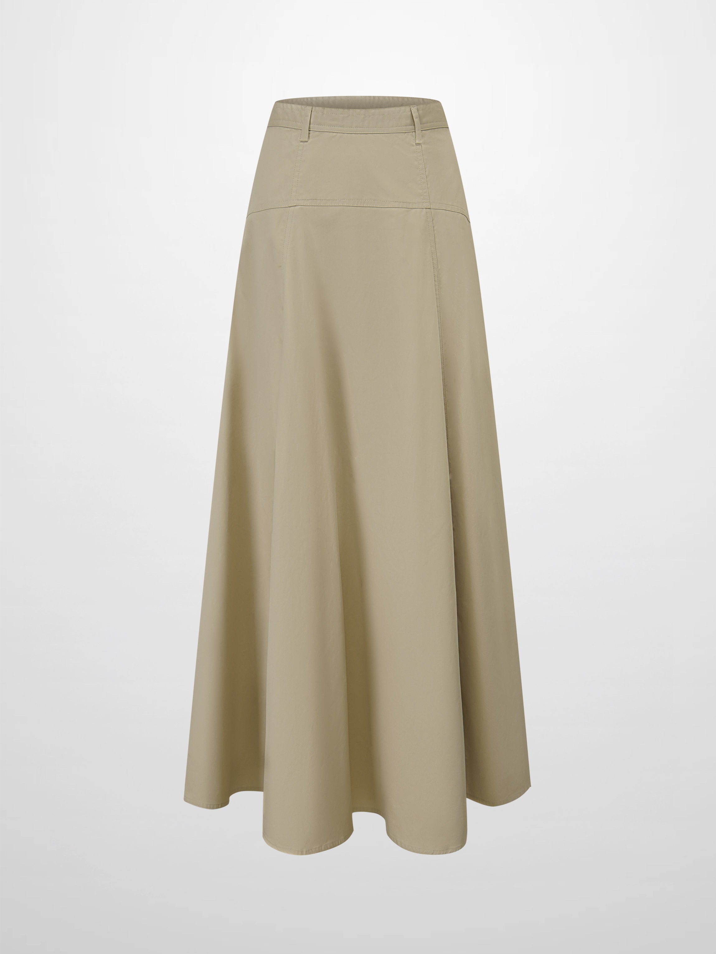 Cotton Yoke Circle Skirt-Tan-2