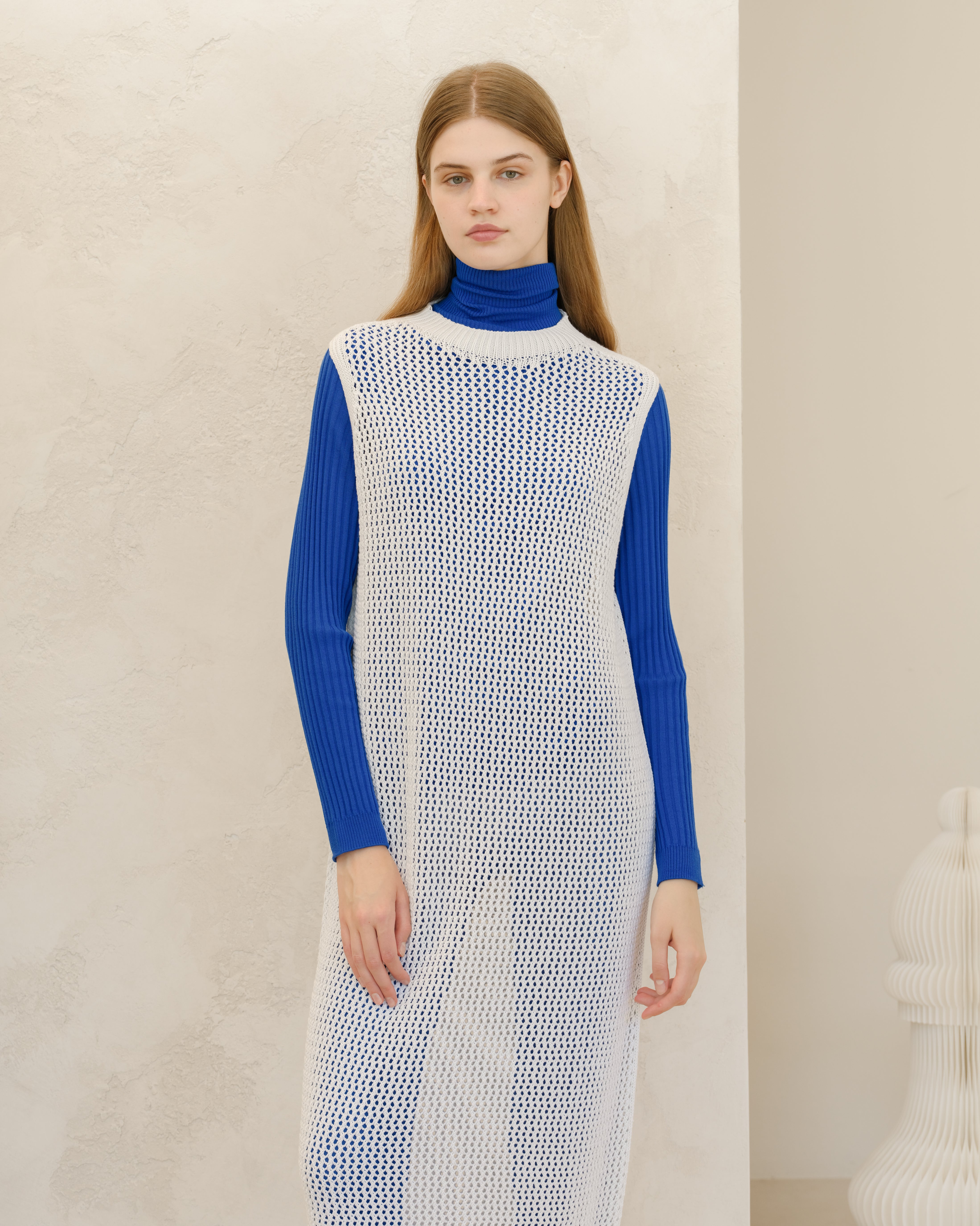 Fine Cotton Sleeveless Crochet Dress (3d-Knit)