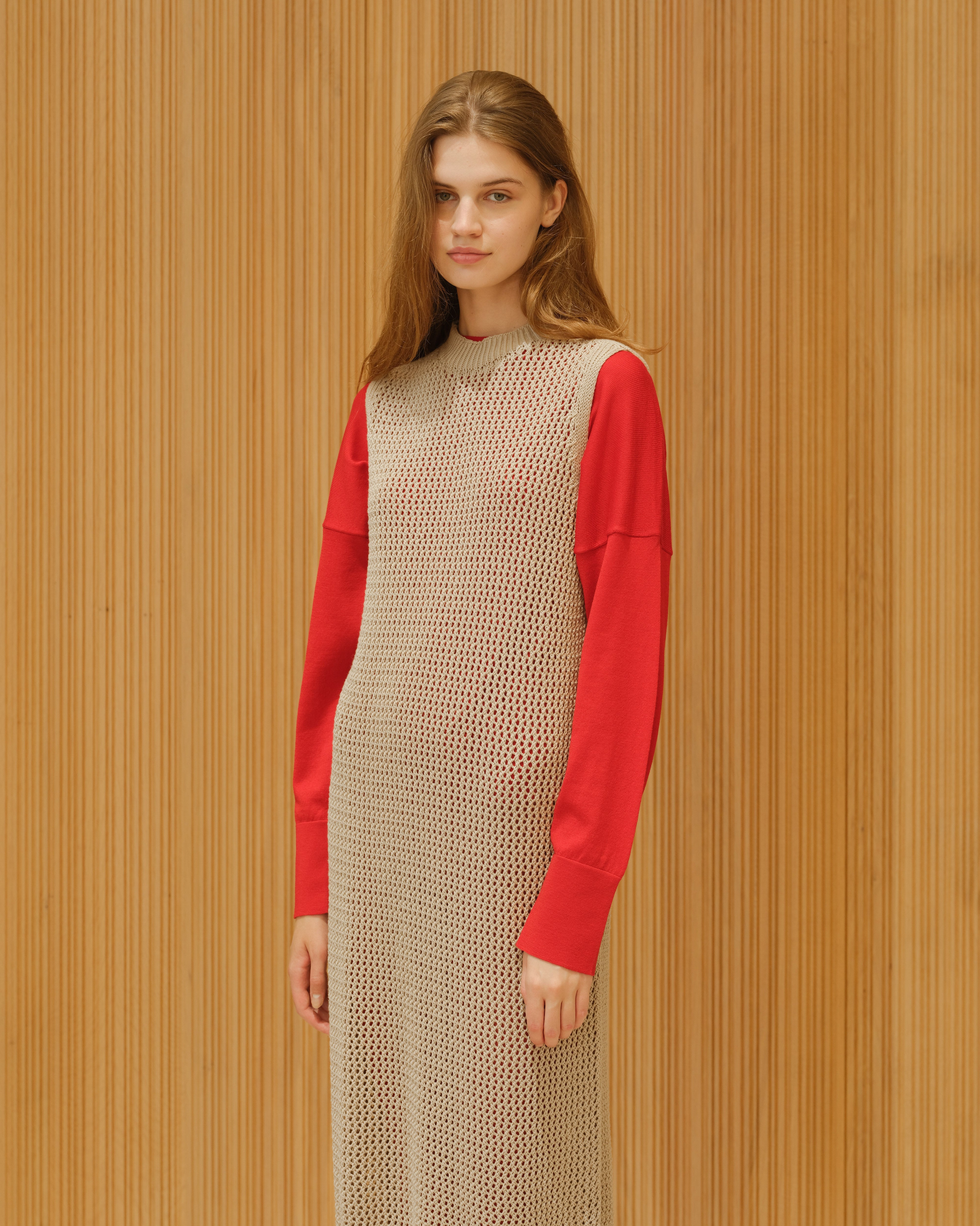 Fine Cotton Sleeveless Crochet Dress (3d-Knit)