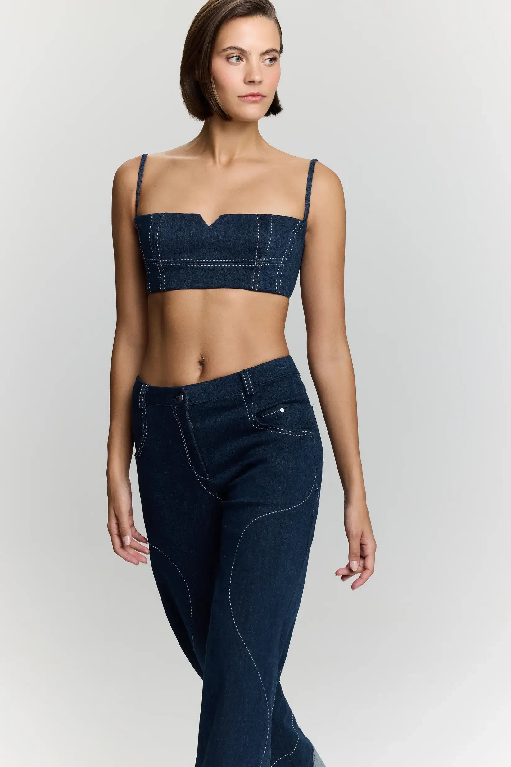 Jendue Clementine Denim Crop Top - Women's Jean Bralette