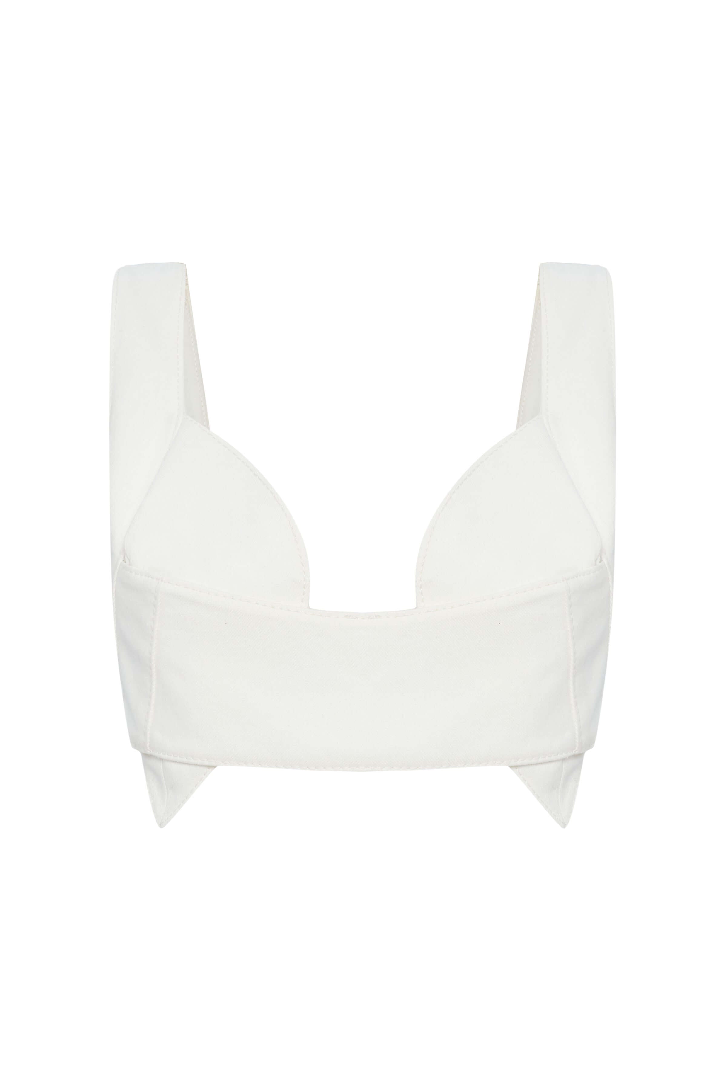 Jendue Elena Denim Crop Top - Chic White Denim Bra Top