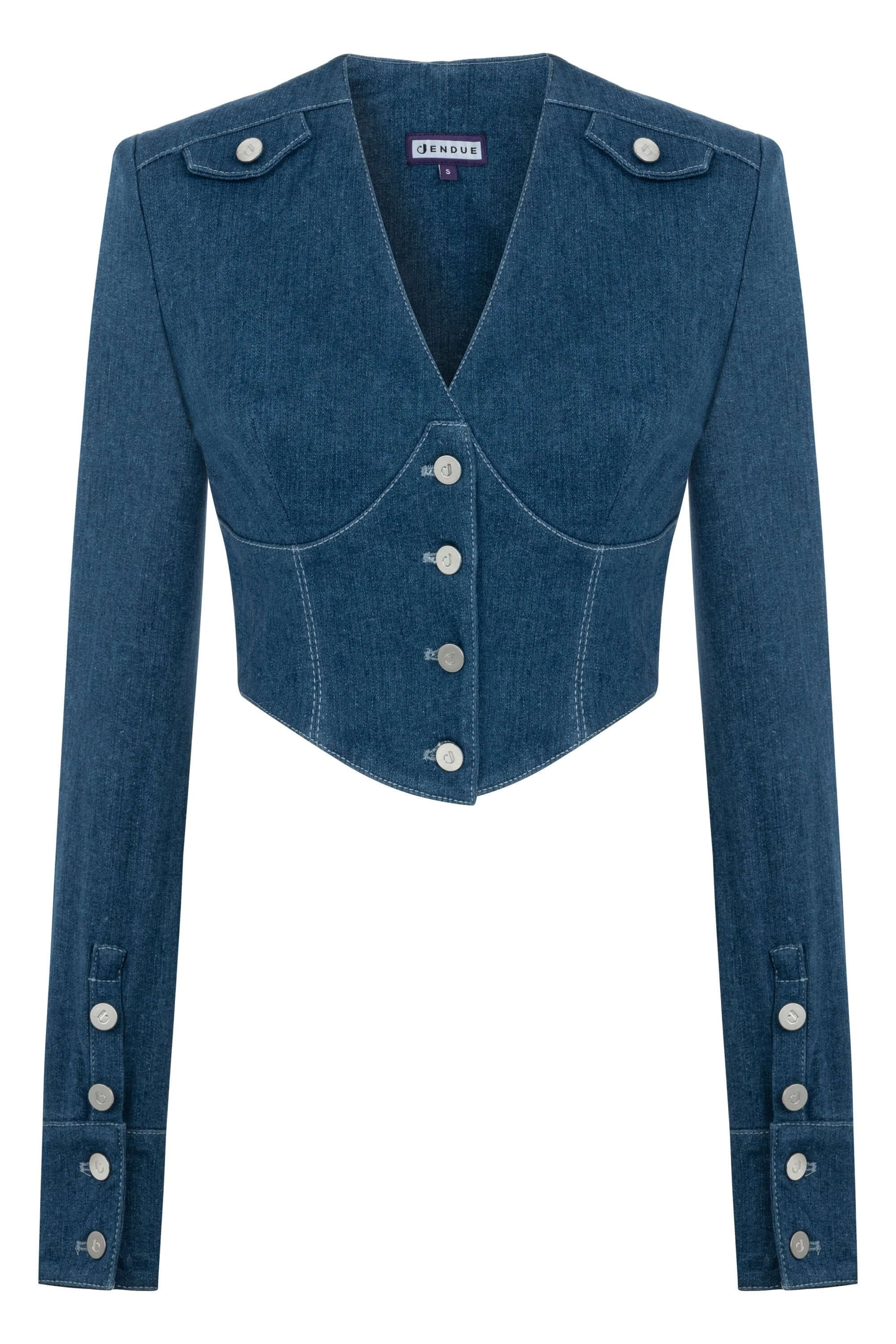 Jendue Myla Corset Denim Top - Stylish & Structured