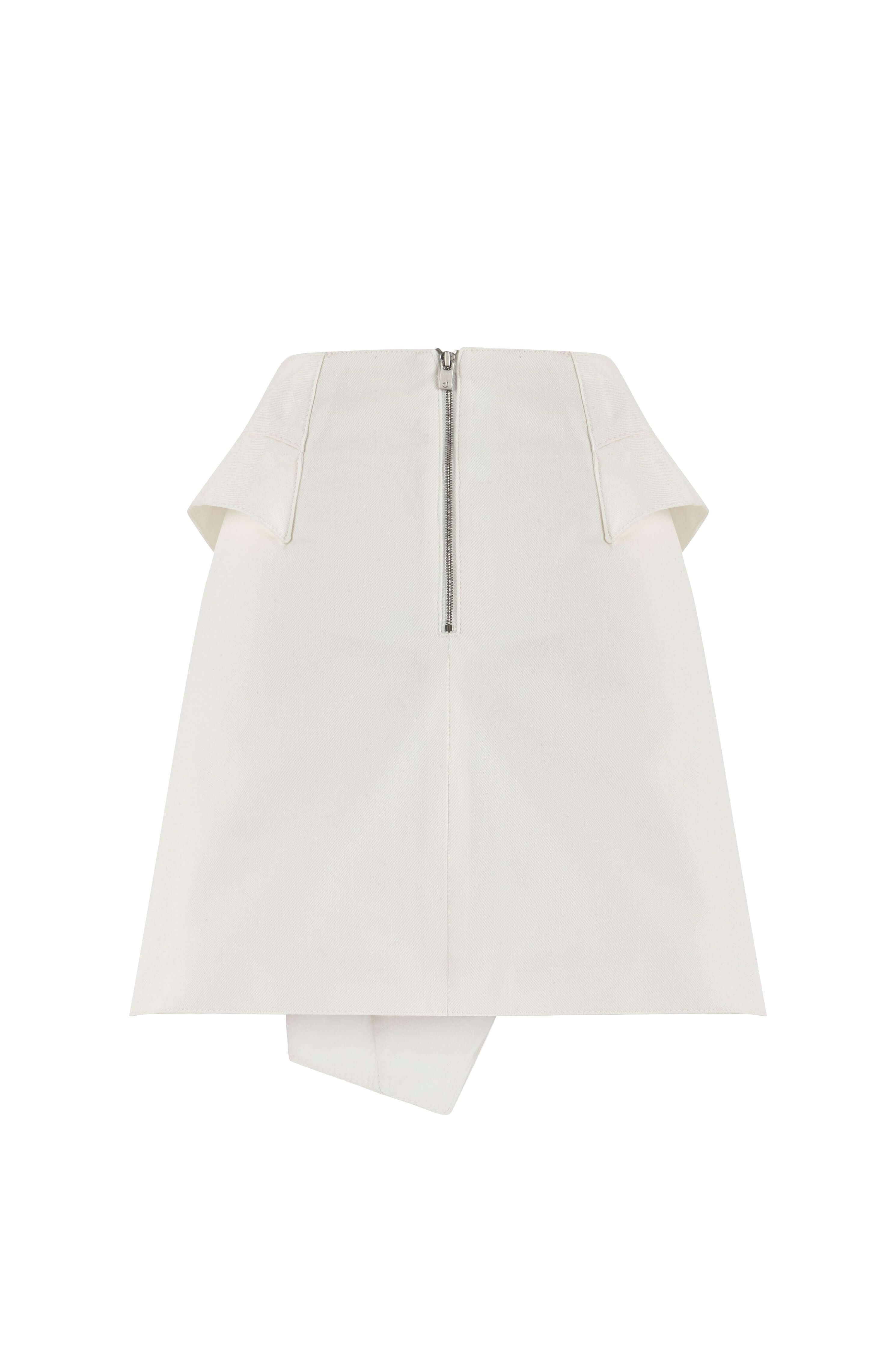 Jendue Ron 3d Denim Mini Skirt - Unique White Asymmetrical