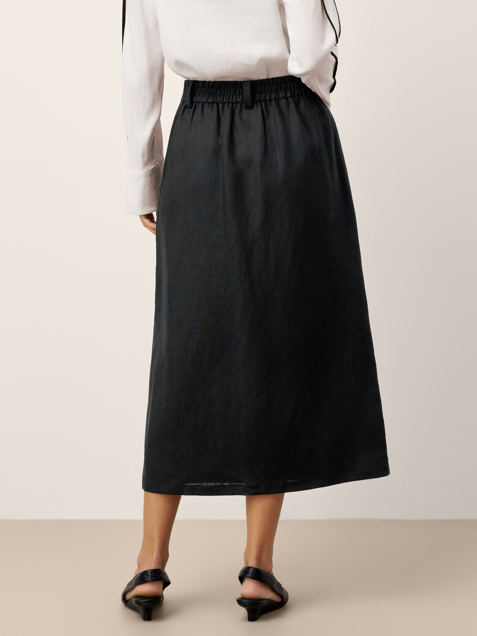 Linen-Lyocell Patch Pocket Placket Skirt LYRA