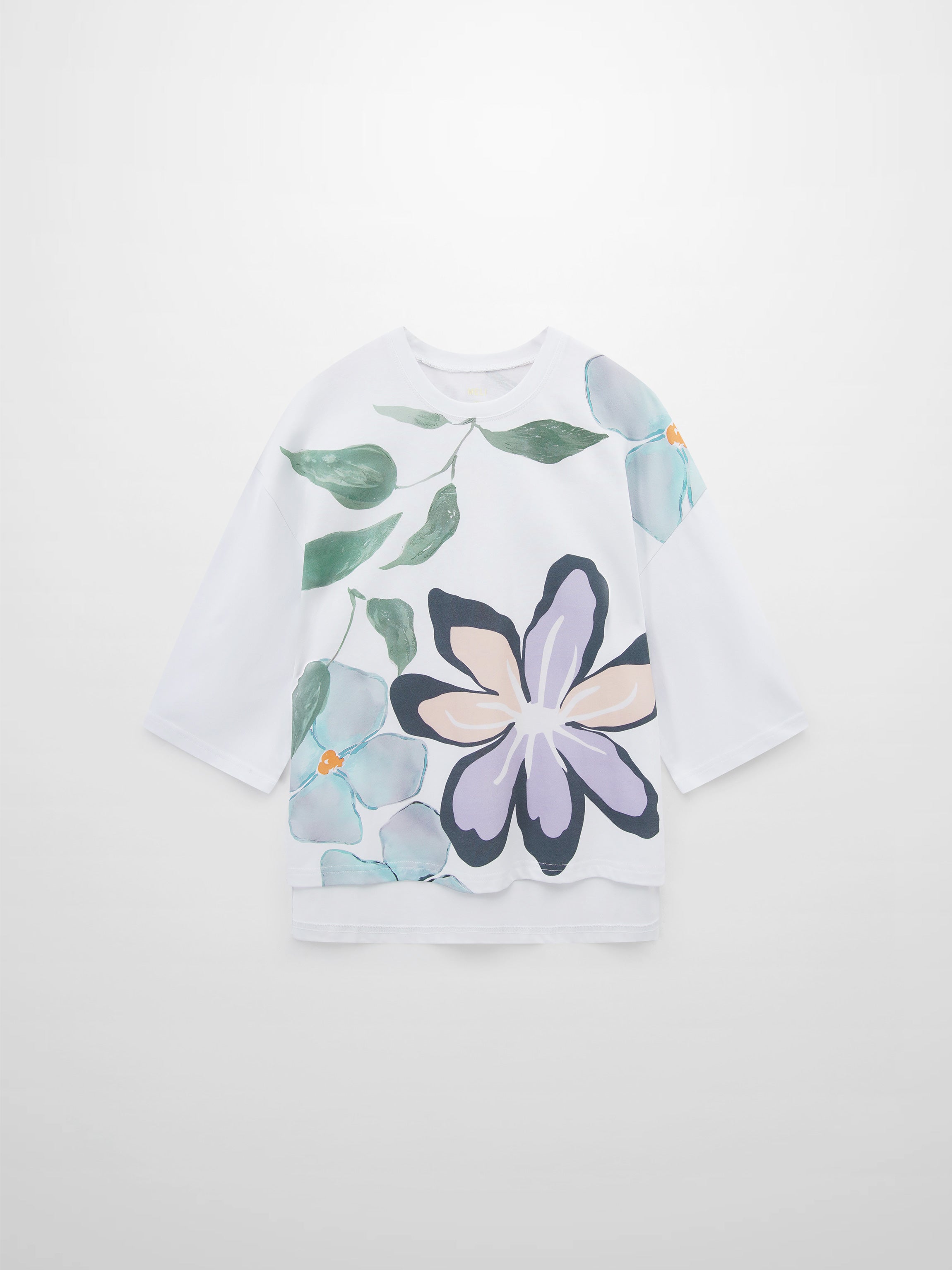 Oversized Printed Tee-Oversized Flower-1
