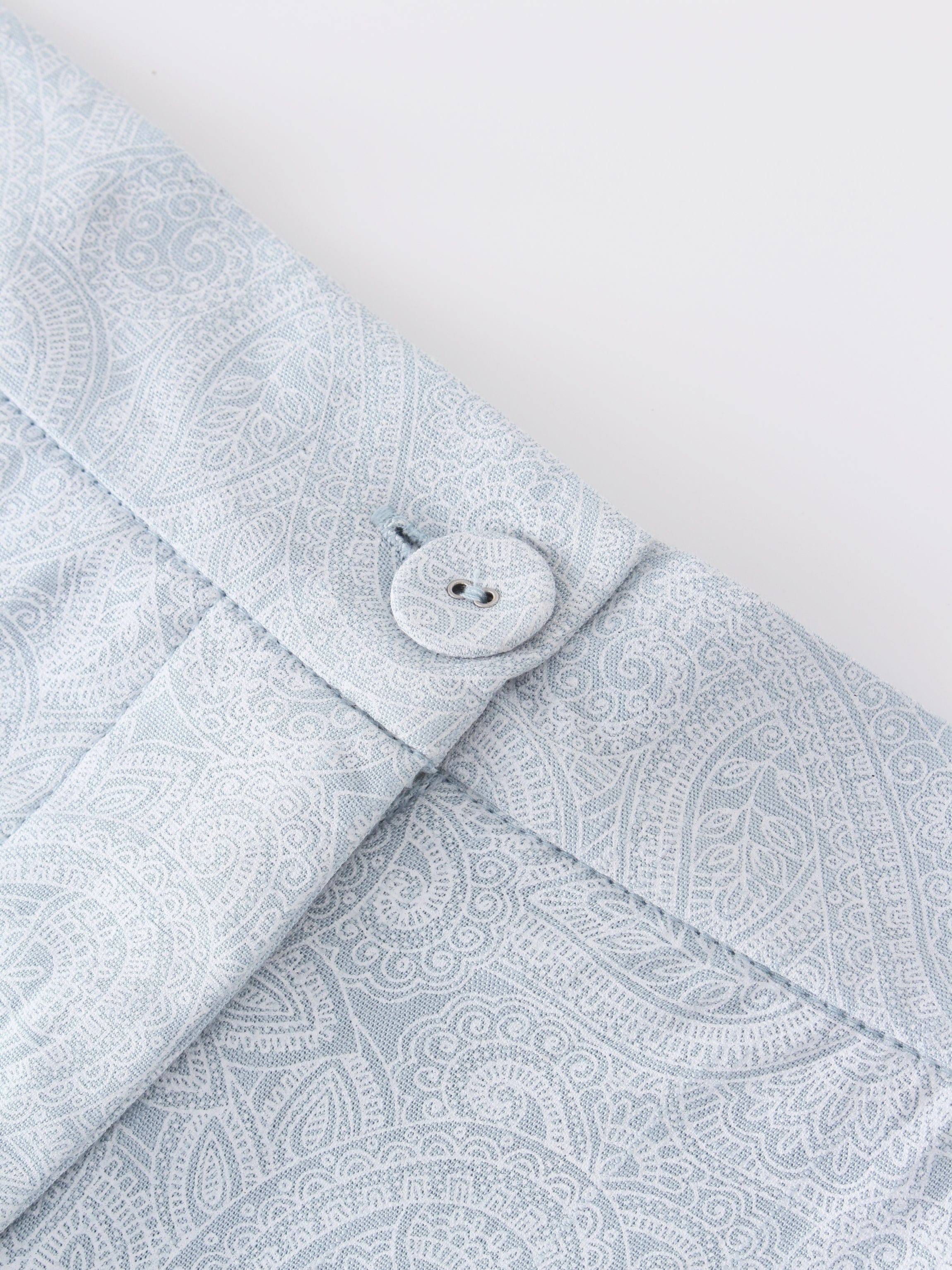 Pattern A-Line Seamed Skirt-Light Blue Paisley-4