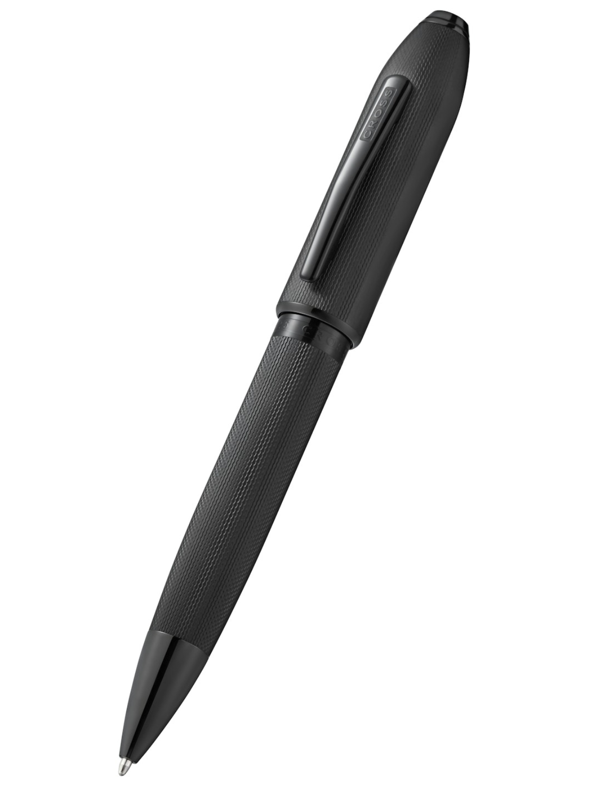 Peerless™ Polished Black PVD Engraved Diamond Pattern with Black PVD Appointments and Swarovski Crystal Ballpoint Pen